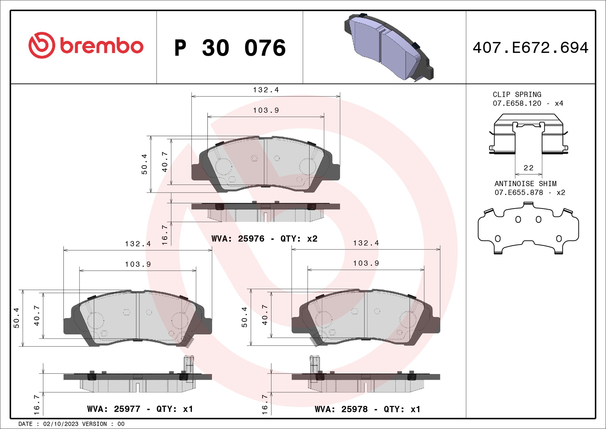Placute frana BREMBO P 30 076