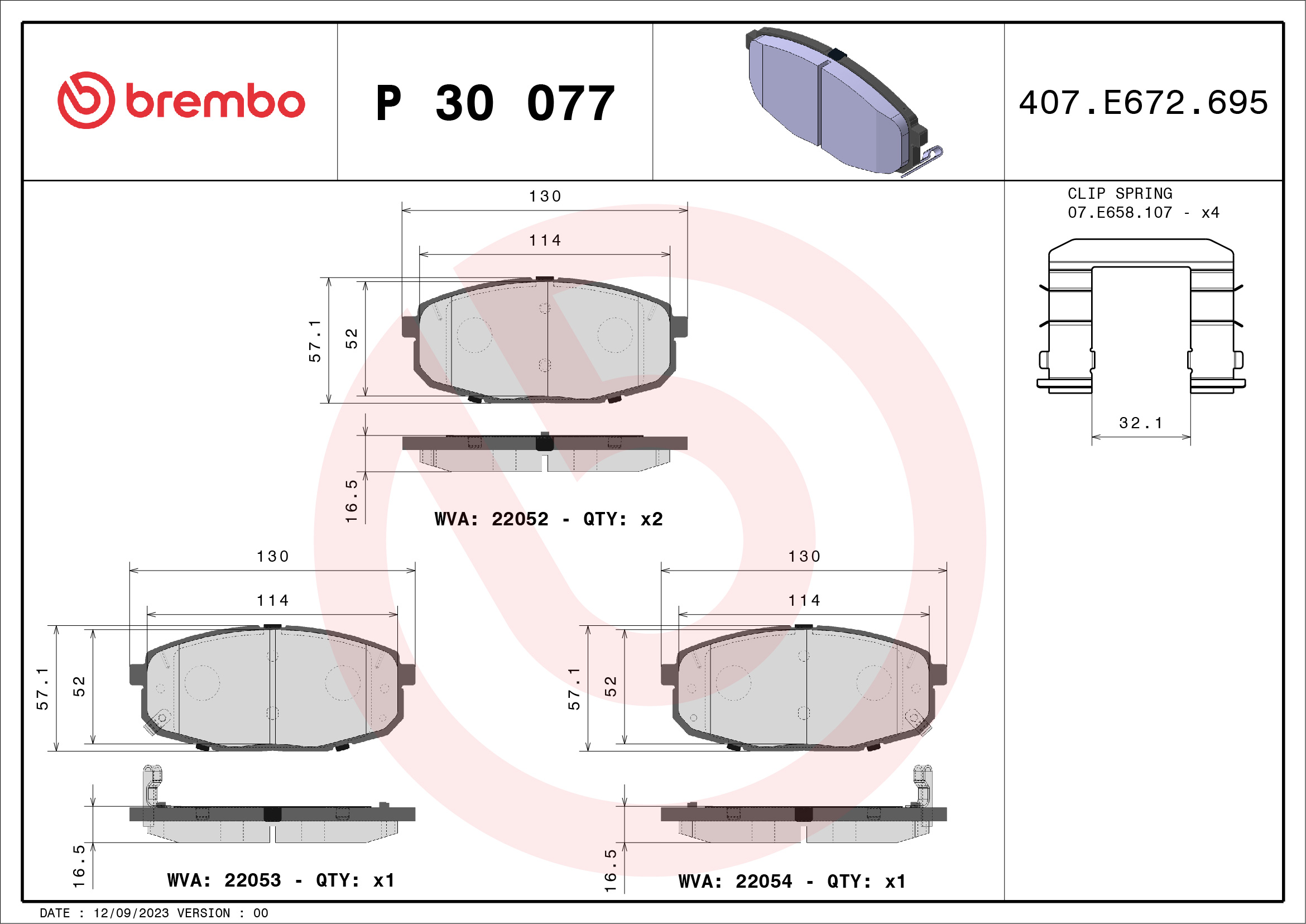 Placute frana BREMBO P 30 077