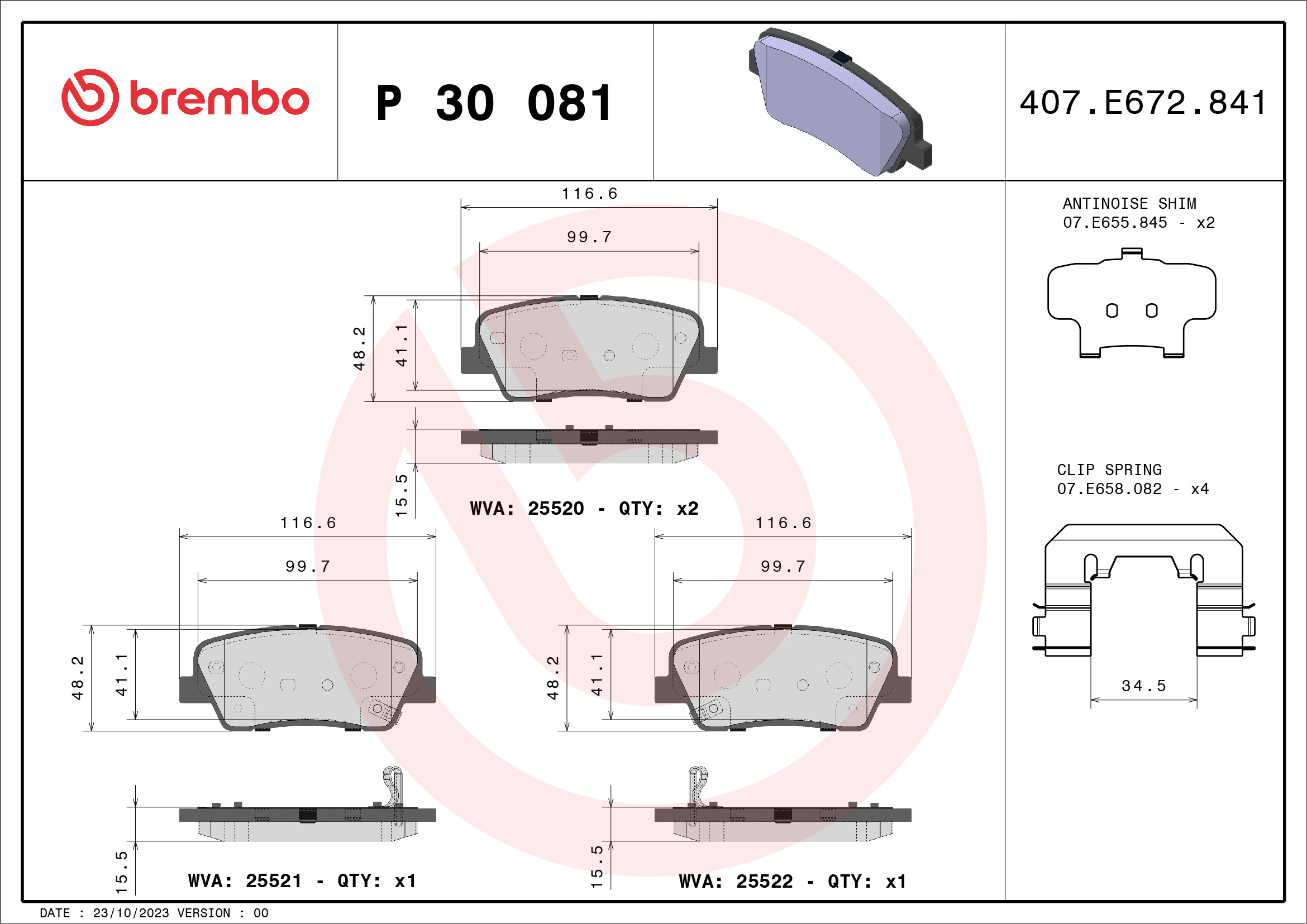 Placute frana BREMBO P 30 081