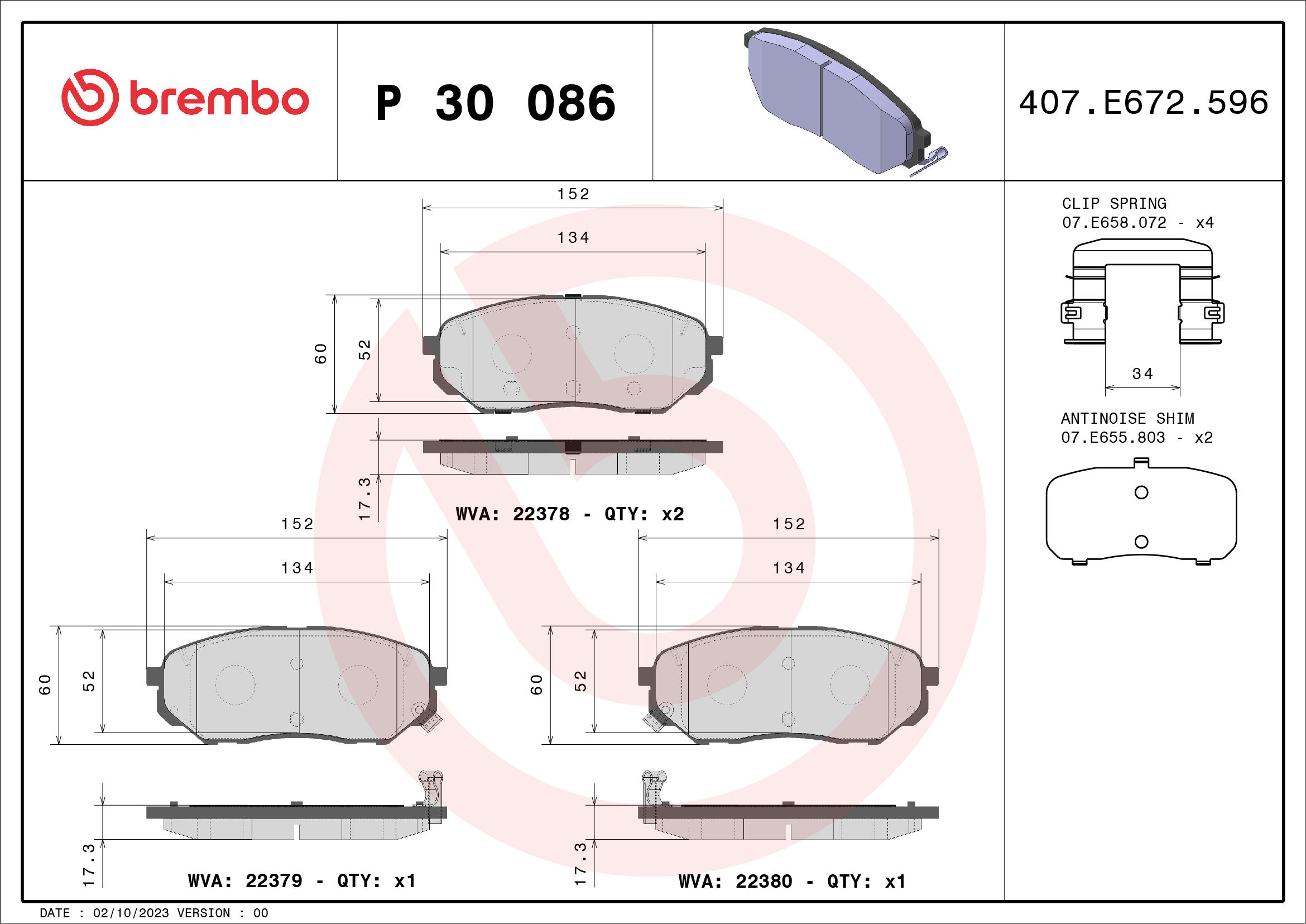Placute frana BREMBO P 30 086