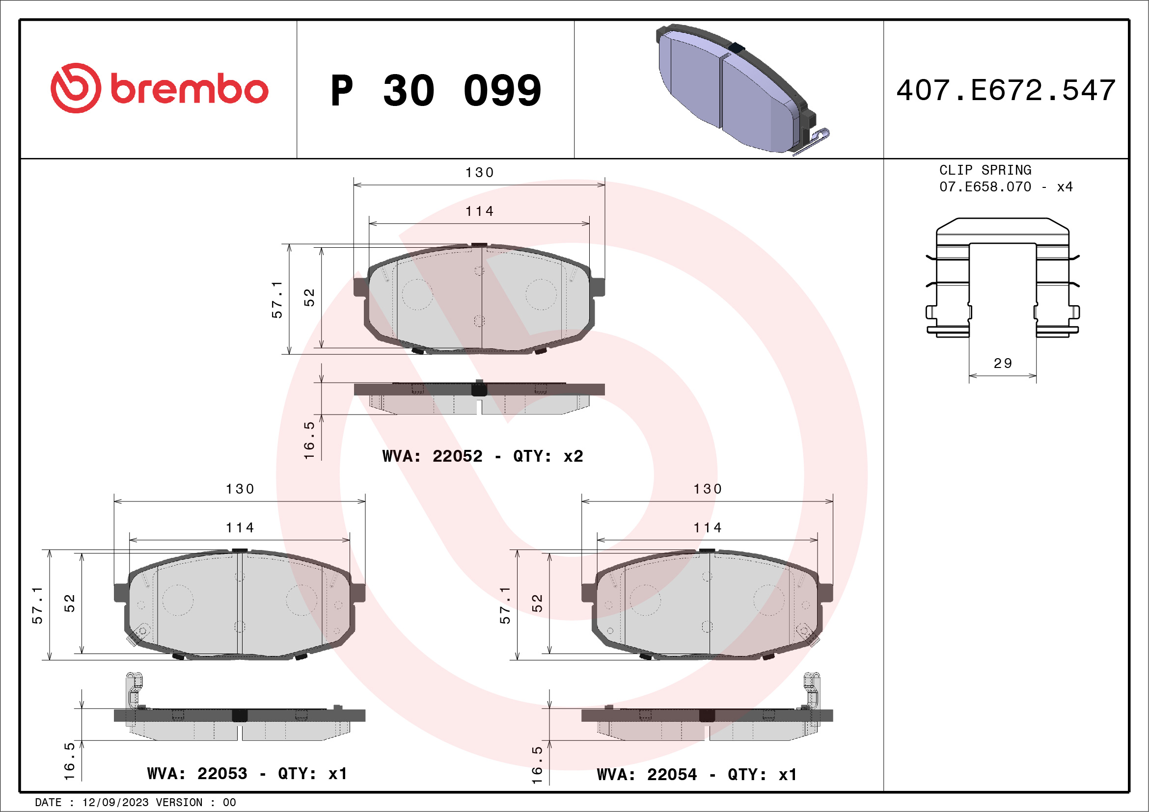 Placute frana BREMBO P 30 099