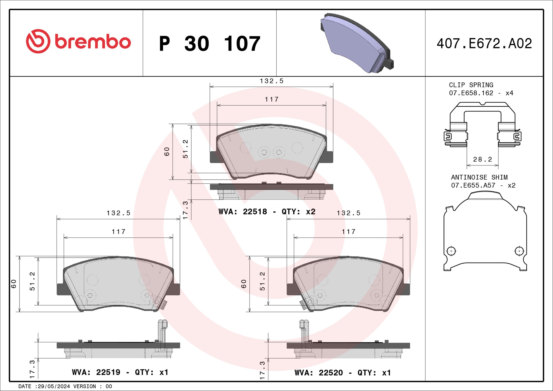 Placute frana BREMBO P 30 107