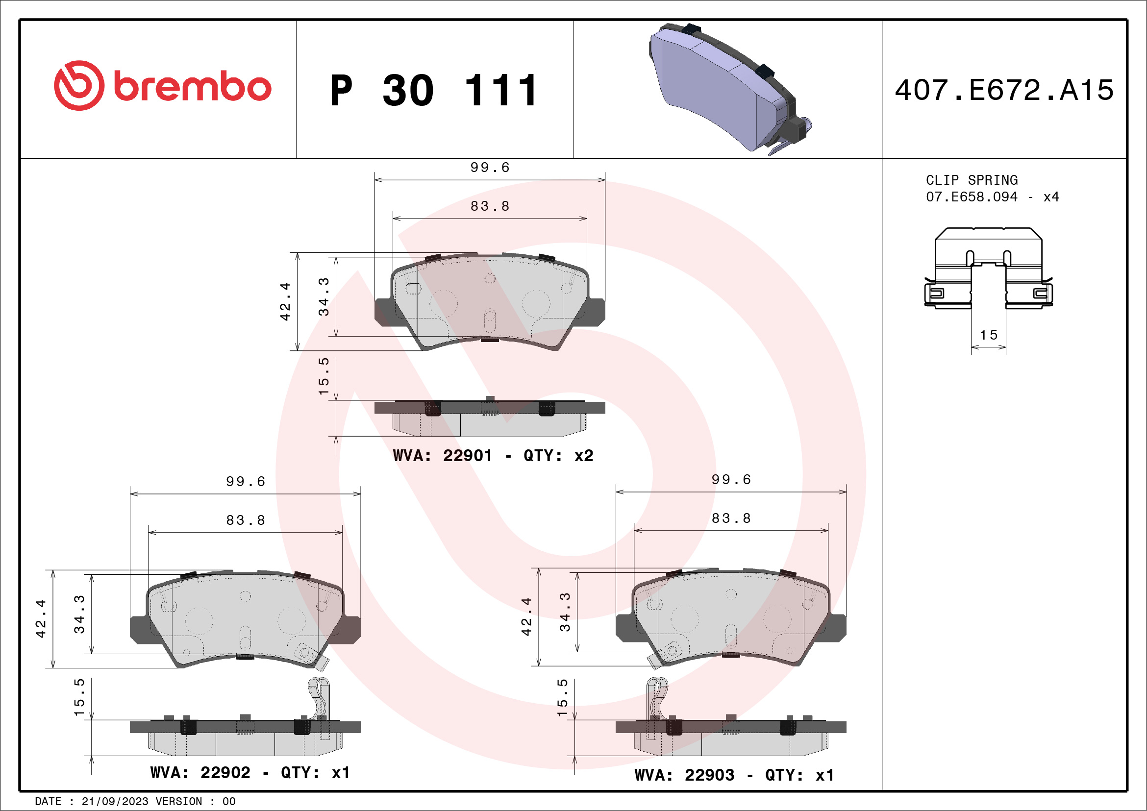 Placute frana BREMBO P 30 111