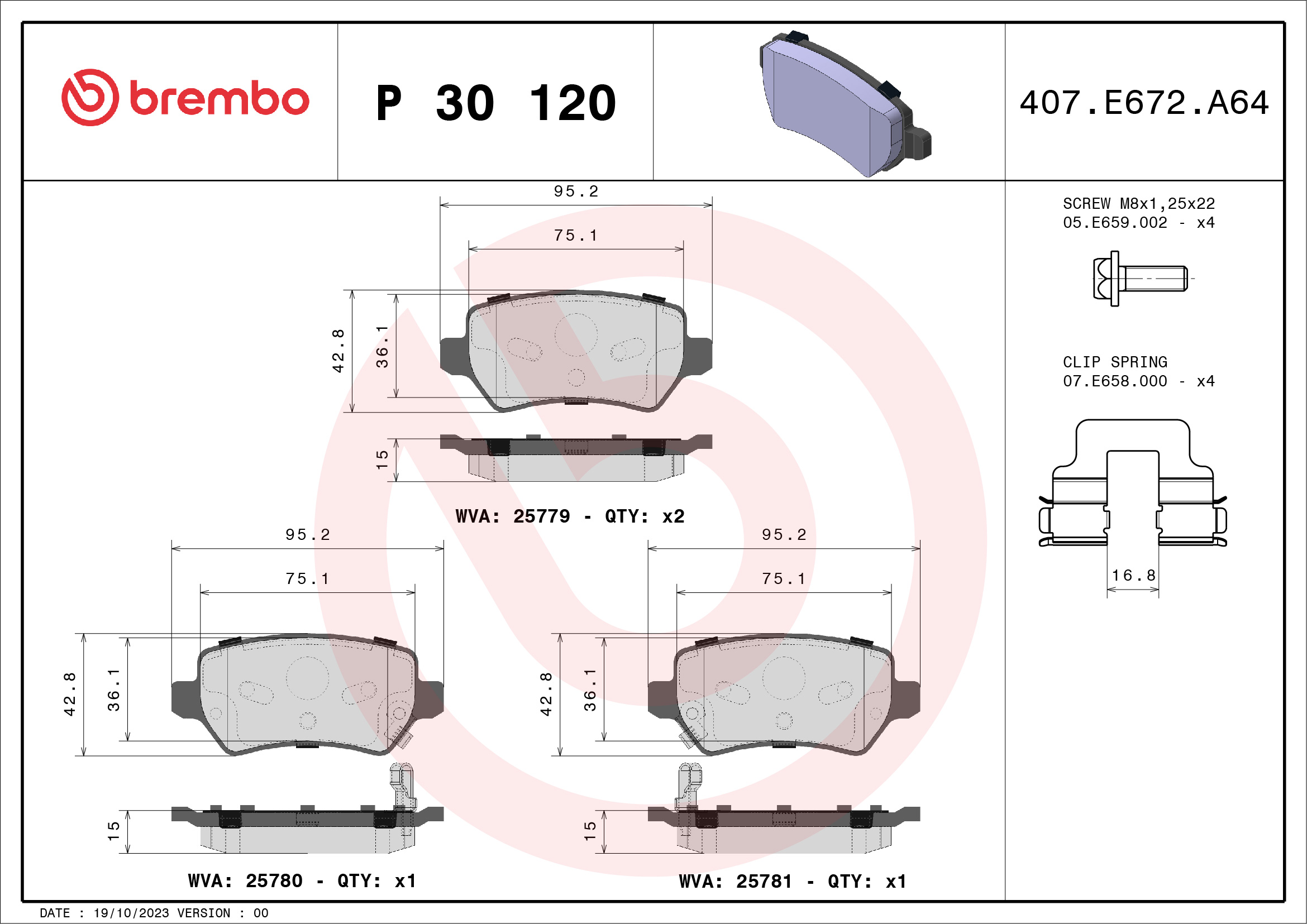 Placute frana BREMBO P 30 120