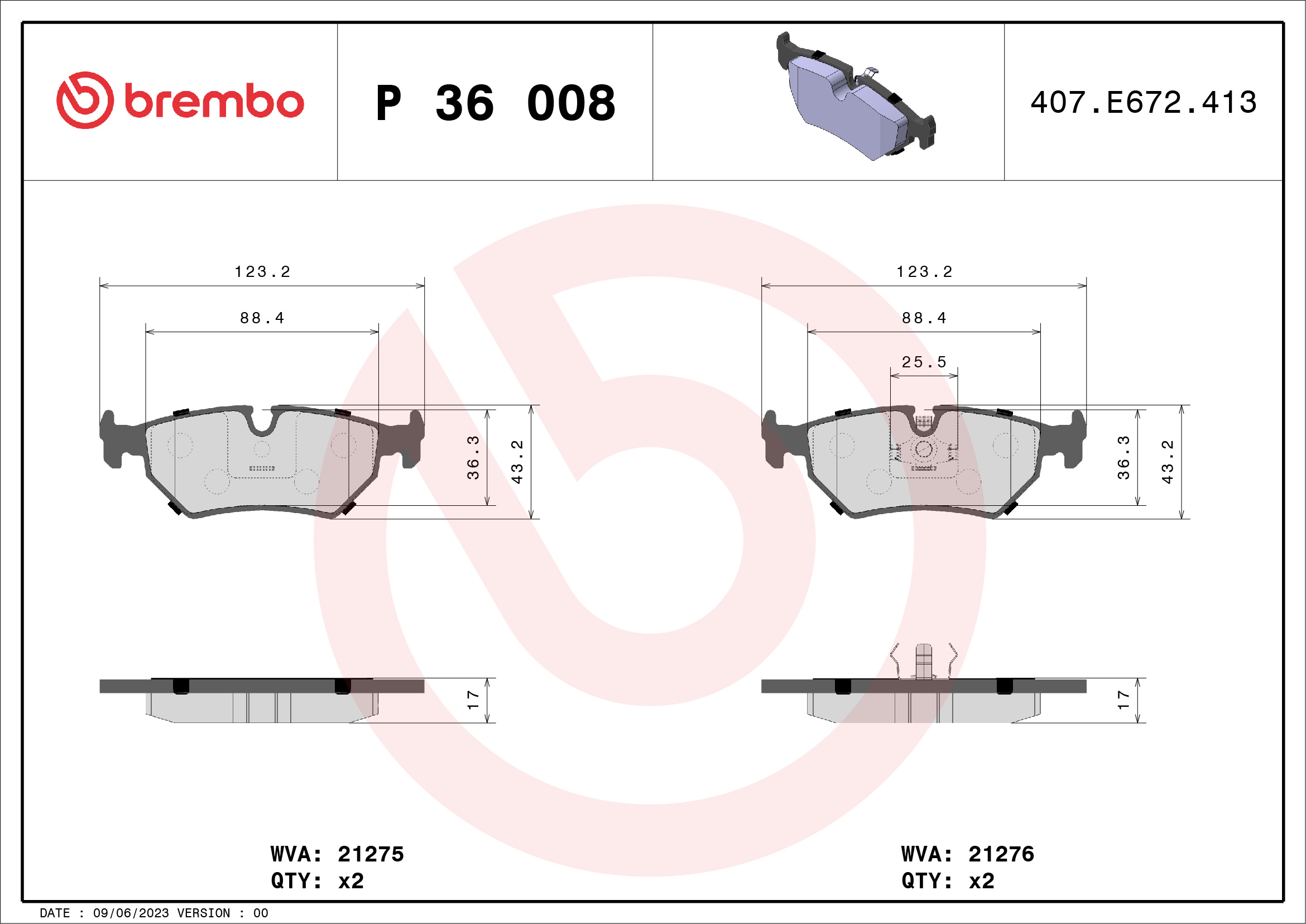 Placute frana BREMBO P 36 008