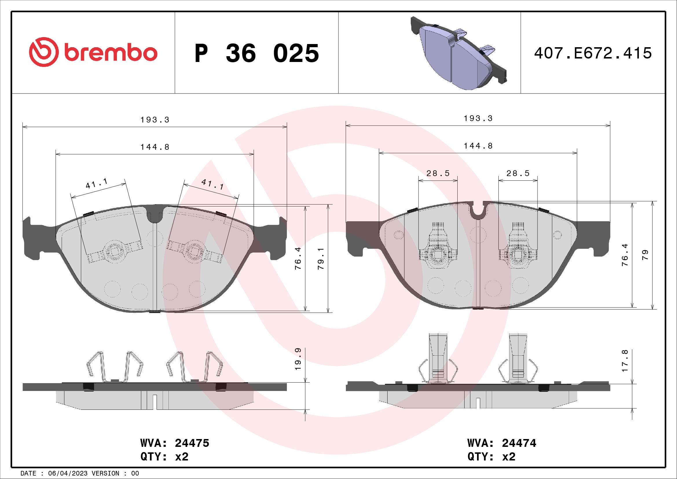 Placute frana BREMBO P 36 025