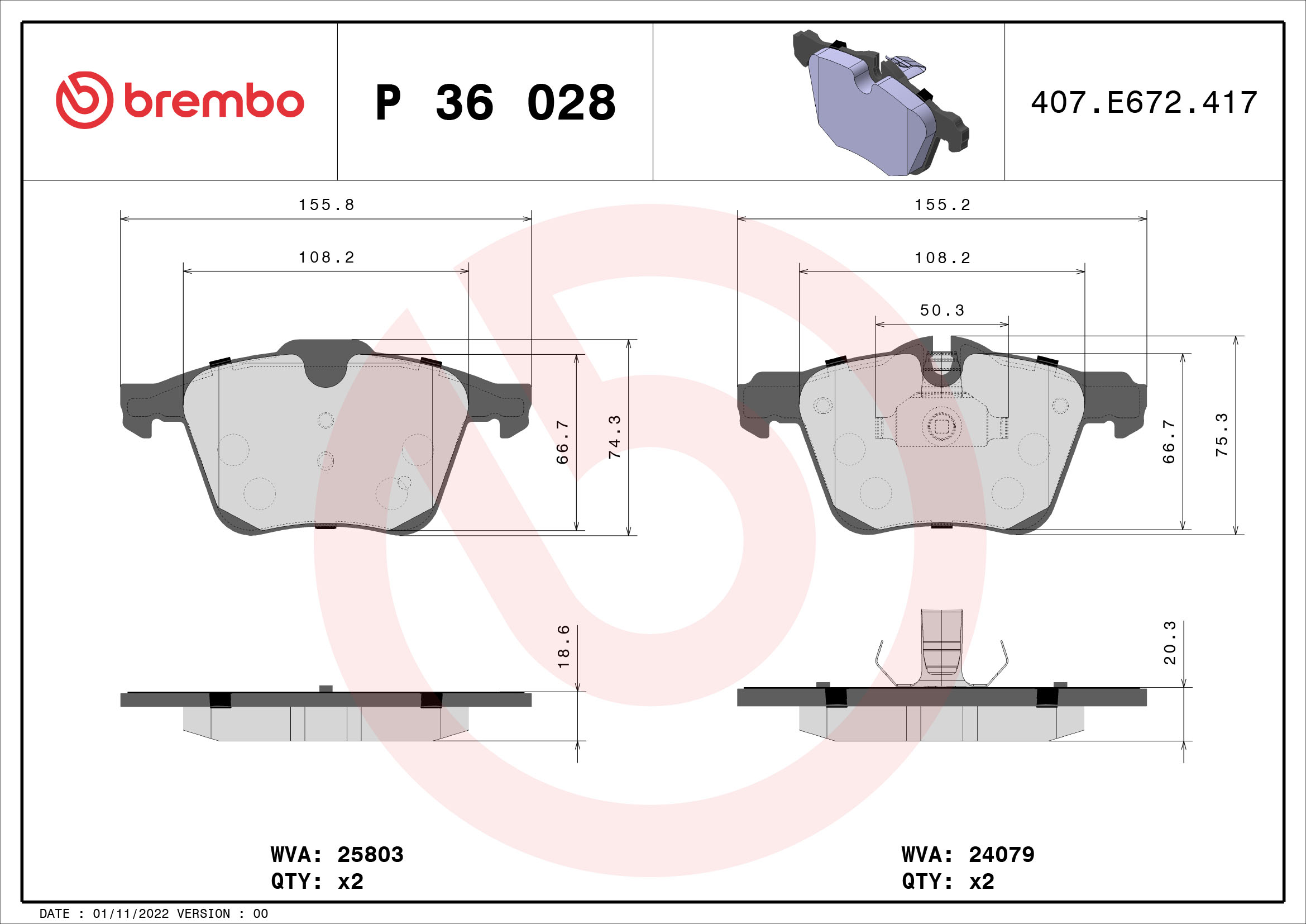 Placute frana BREMBO P 36 028