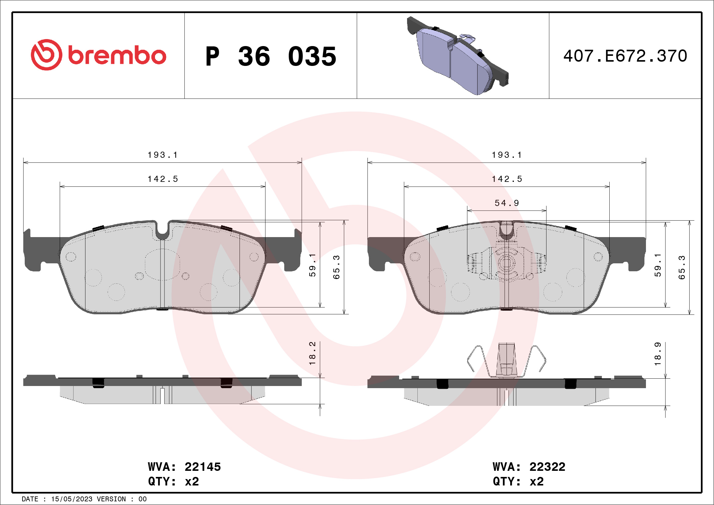 Placute frana BREMBO P 36 035