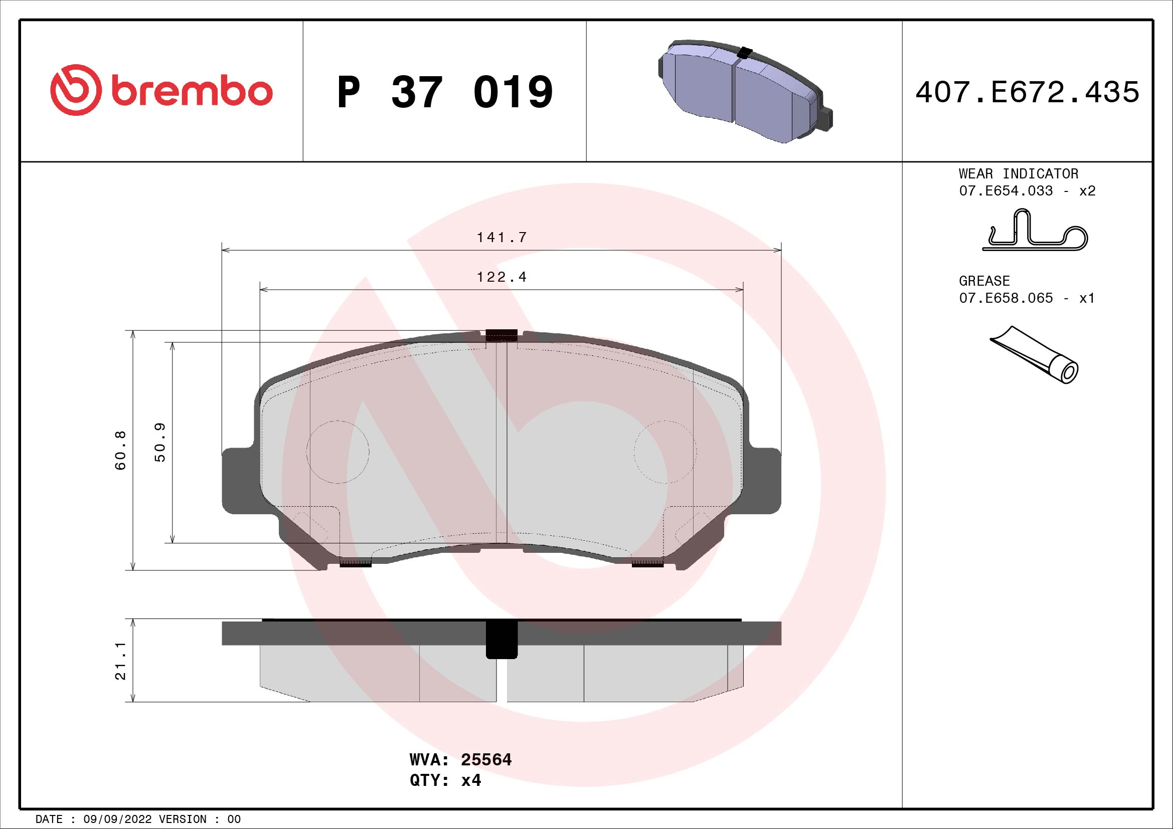Placute frana BREMBO P 37 019