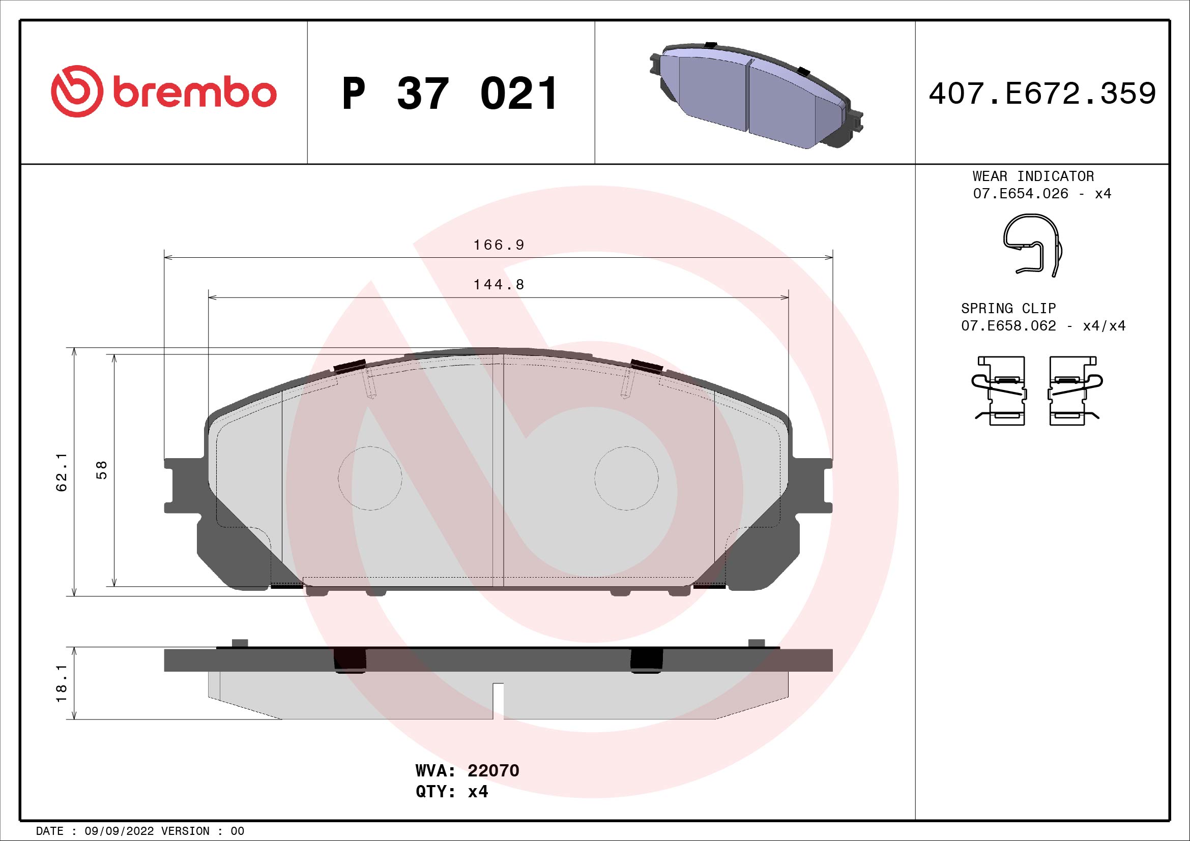 Placute frana BREMBO P 37 021