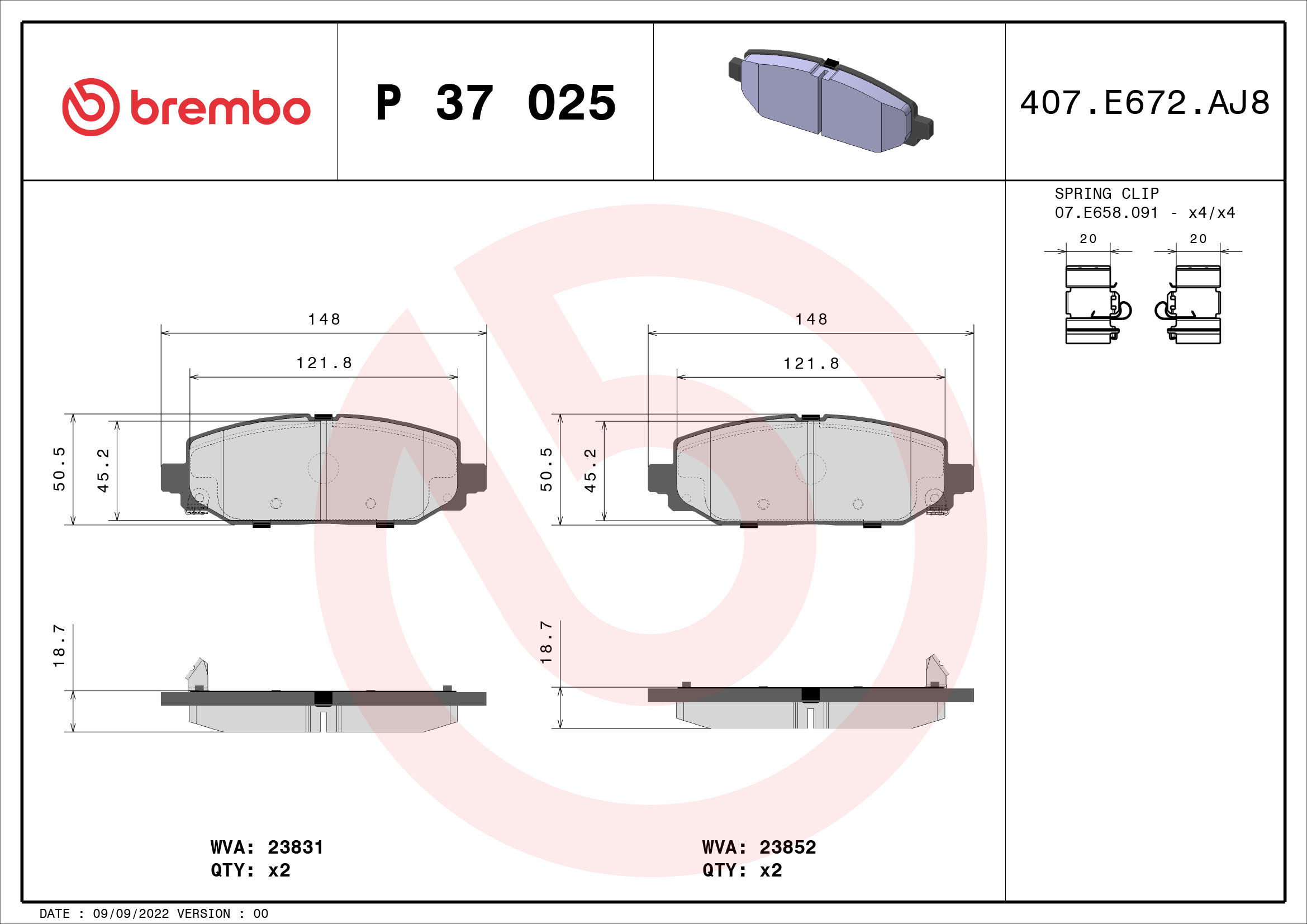 Placute frana BREMBO P 37 025