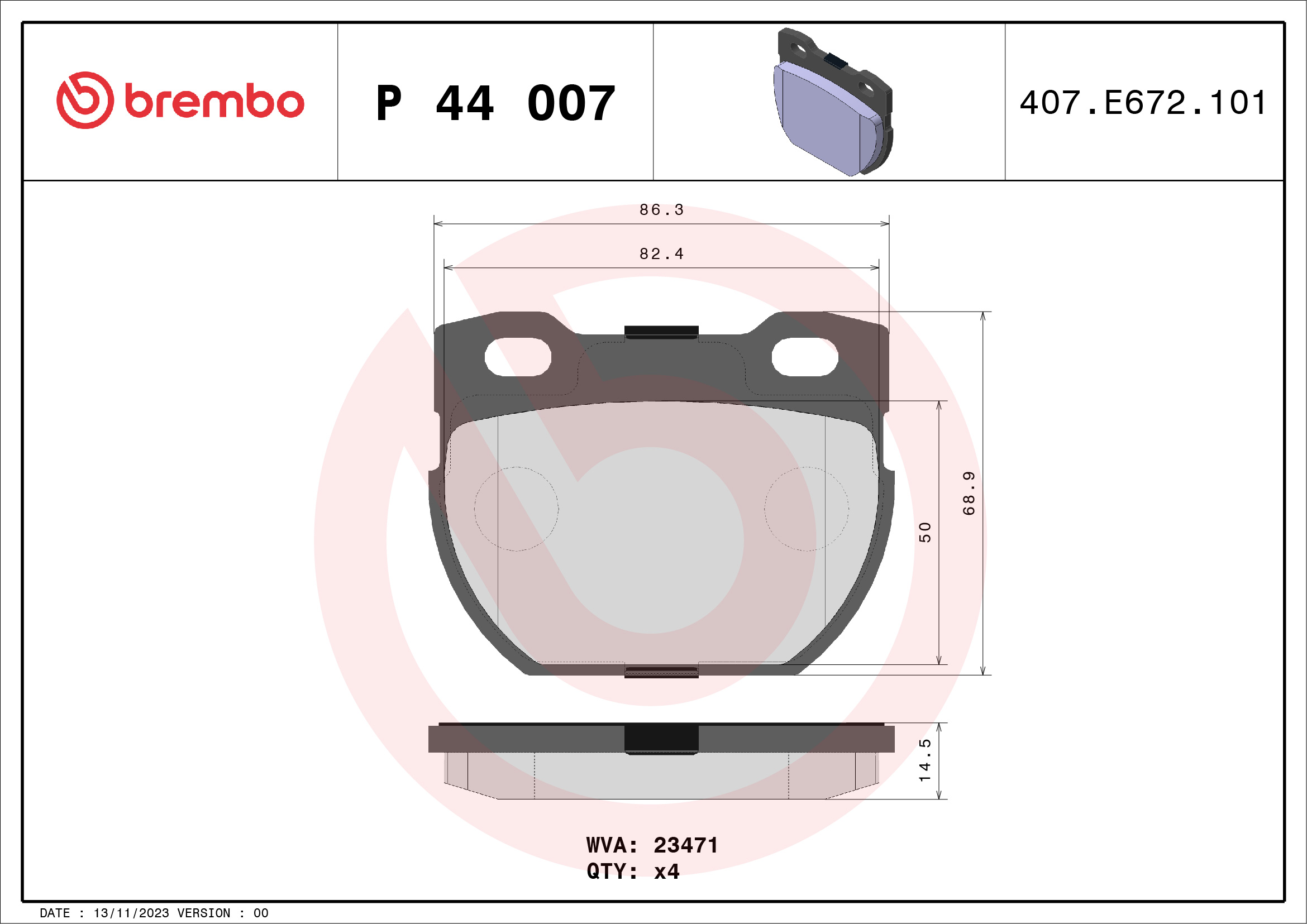 Placute frana BREMBO P 44 007