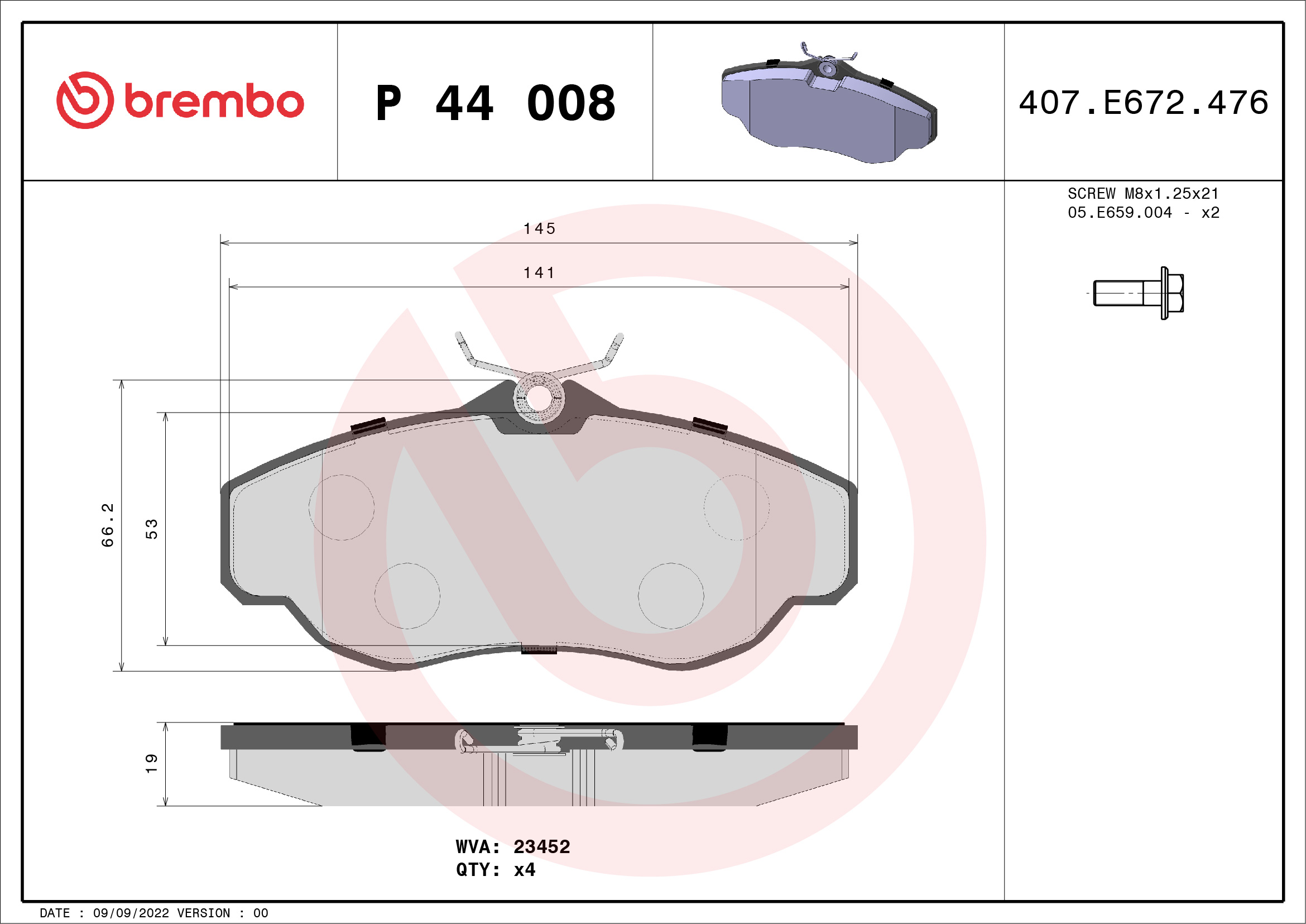 Placute frana BREMBO P 44 008
