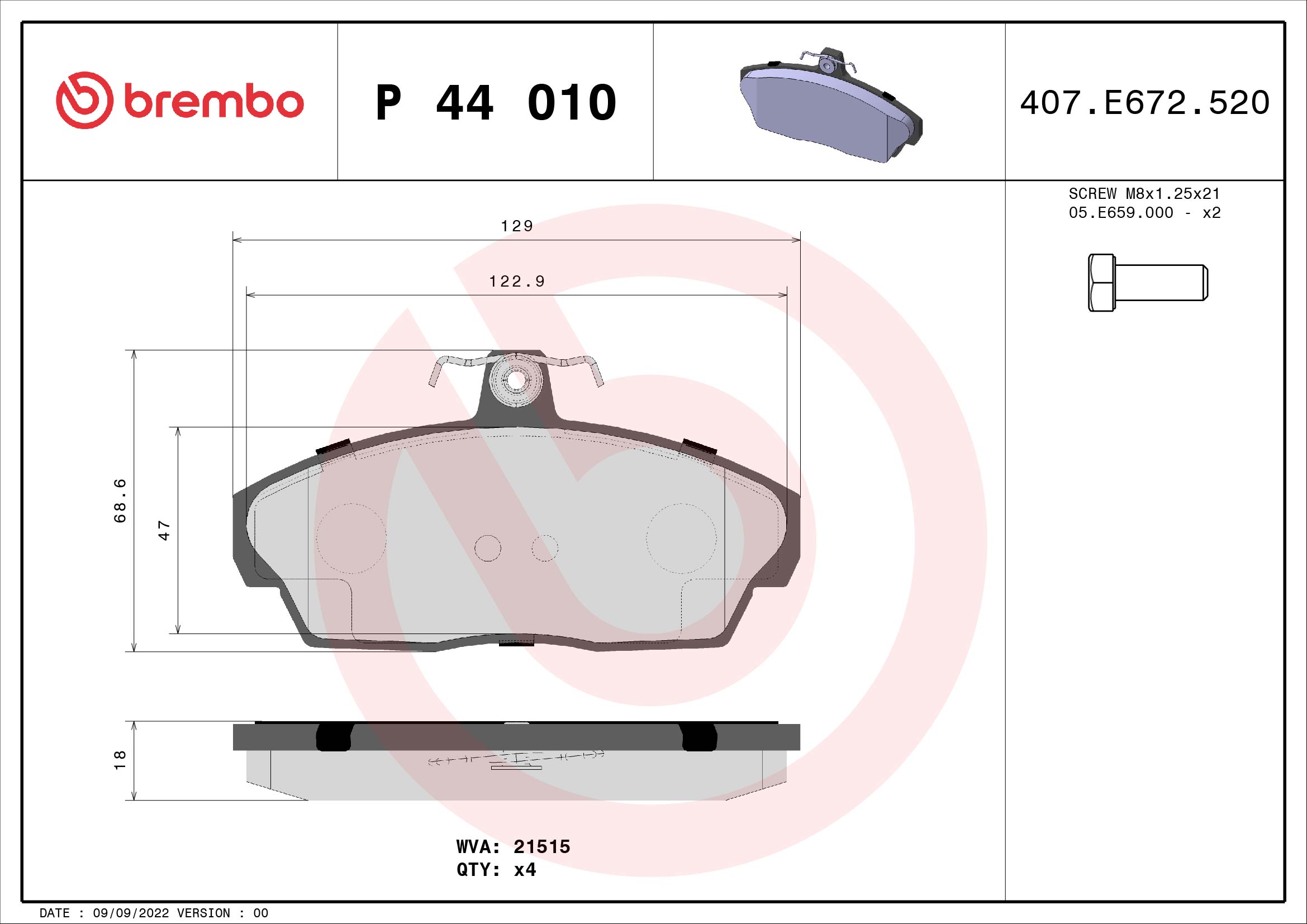 Placute frana BREMBO P 44 010