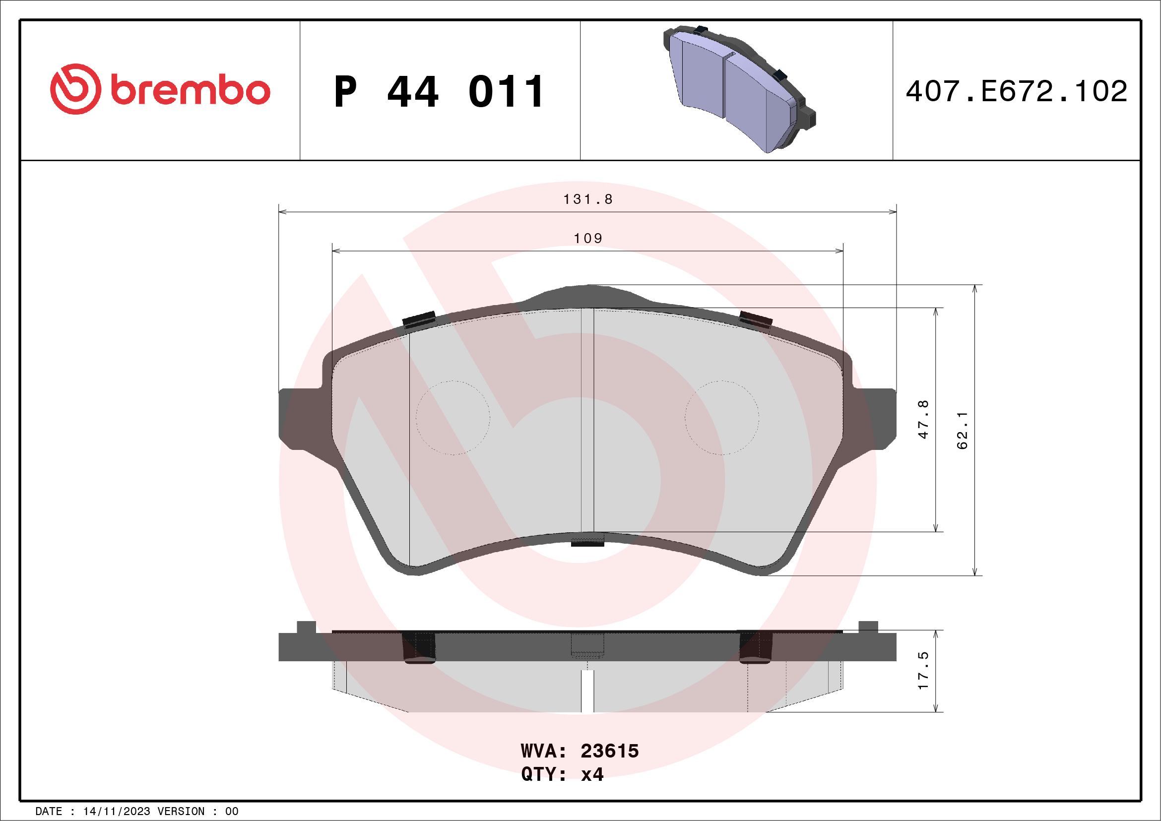 Placute frana BREMBO P 44 011