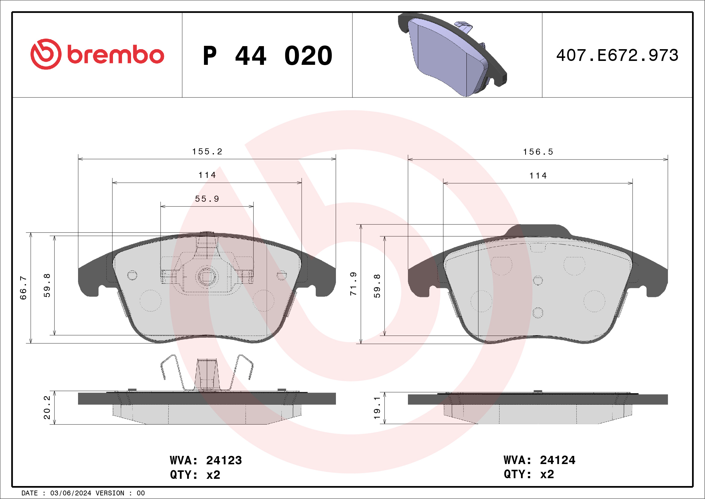 Placute frana BREMBO P 44 020