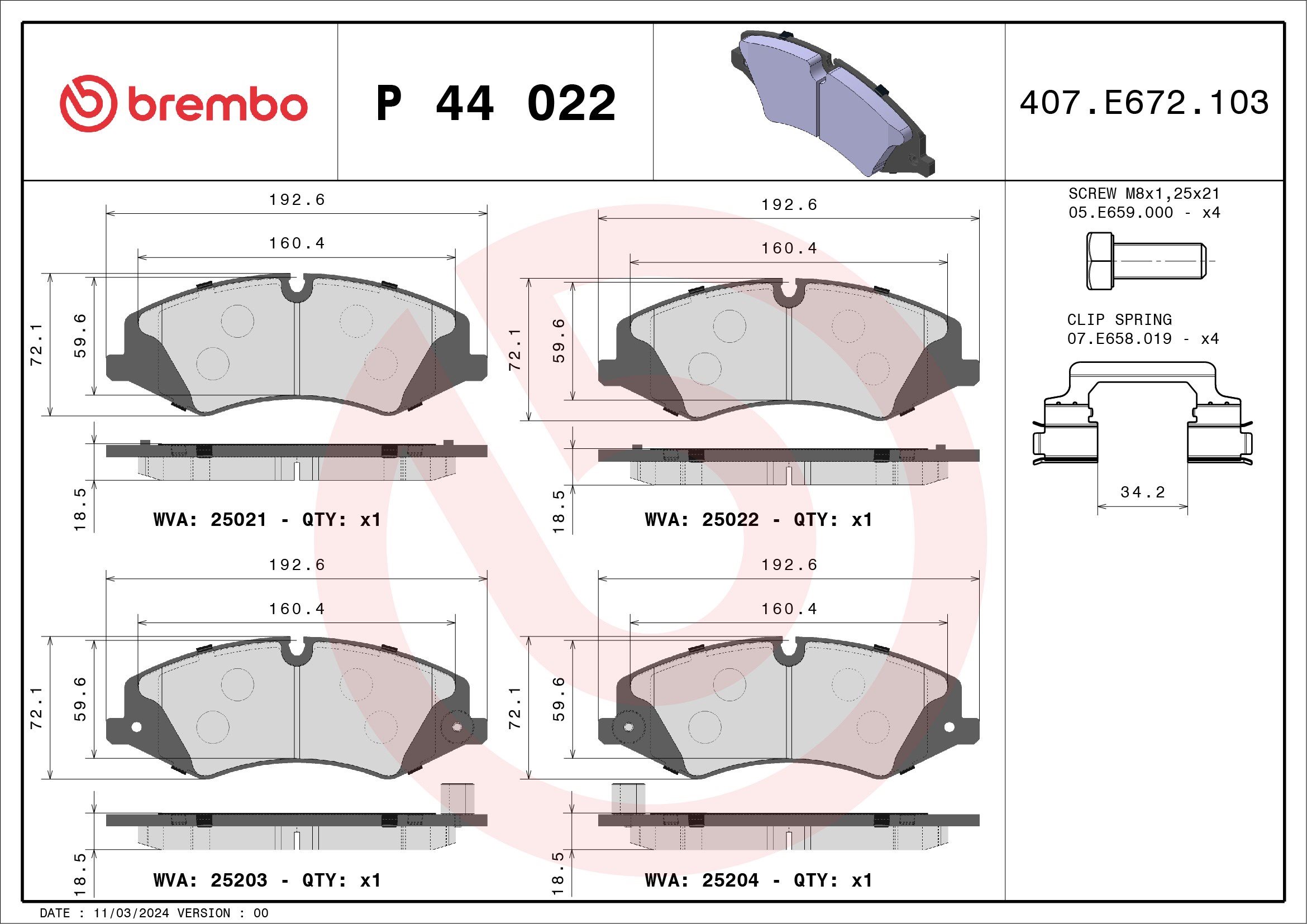 Placute frana BREMBO P 44 022