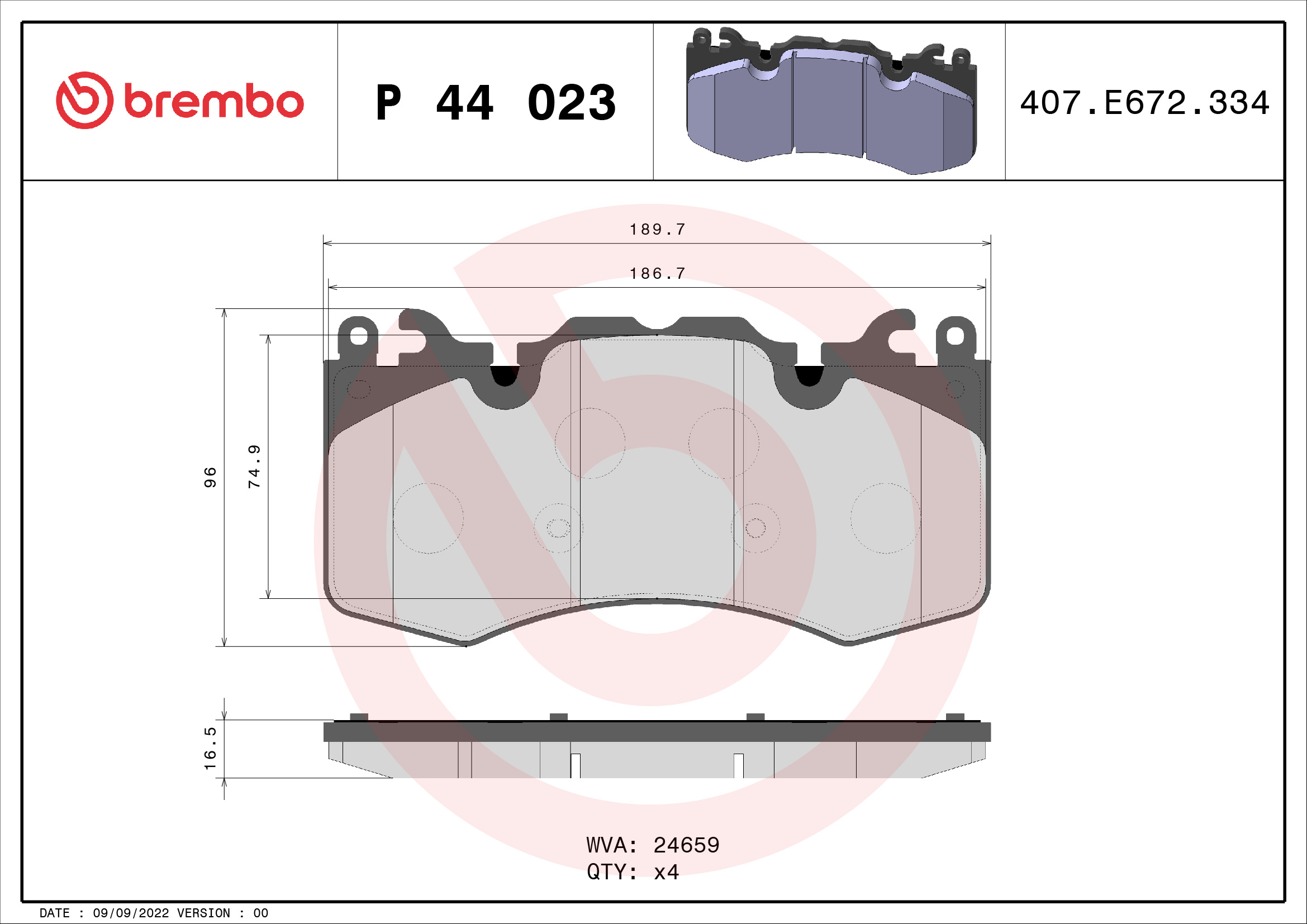 Placute frana BREMBO P 44 023