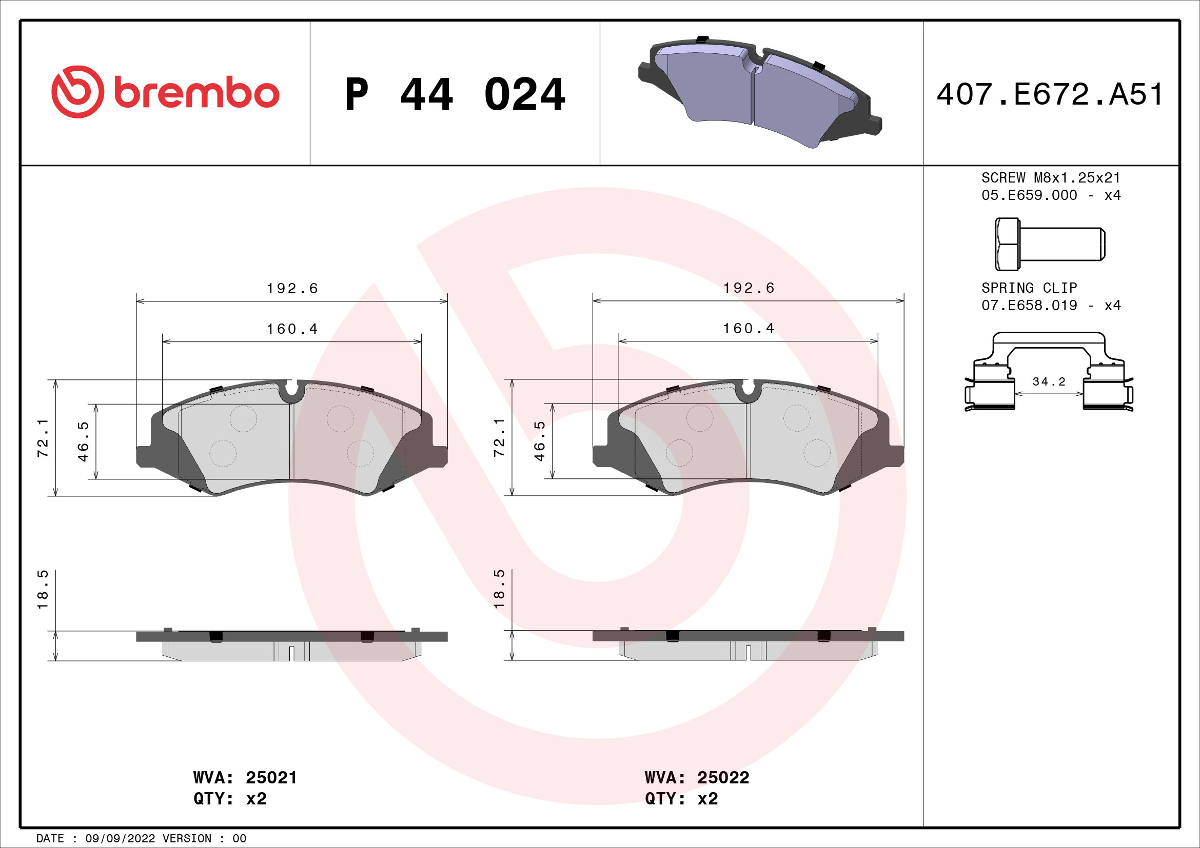 Placute frana BREMBO P 44 024