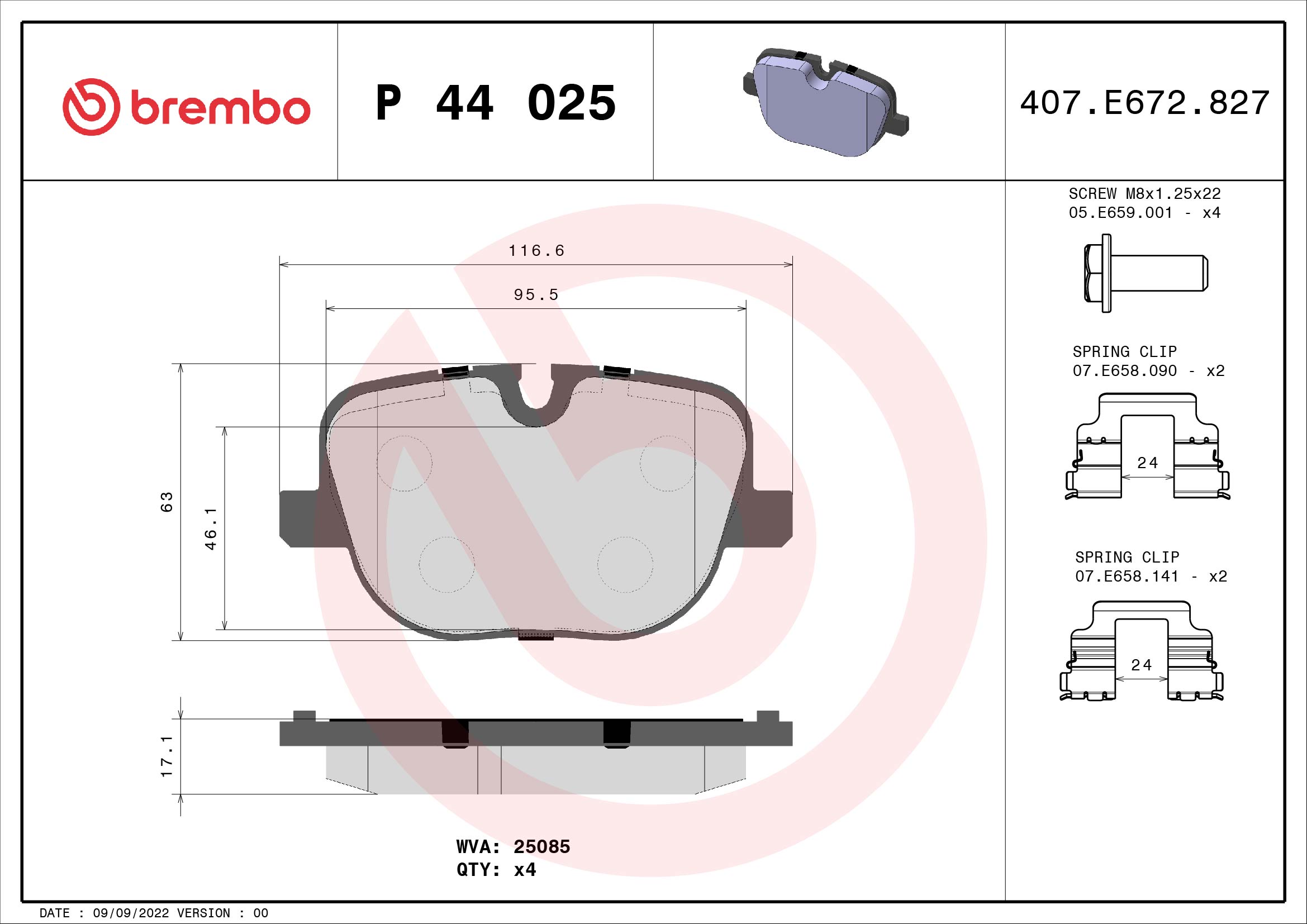 Placute frana BREMBO P 44 025