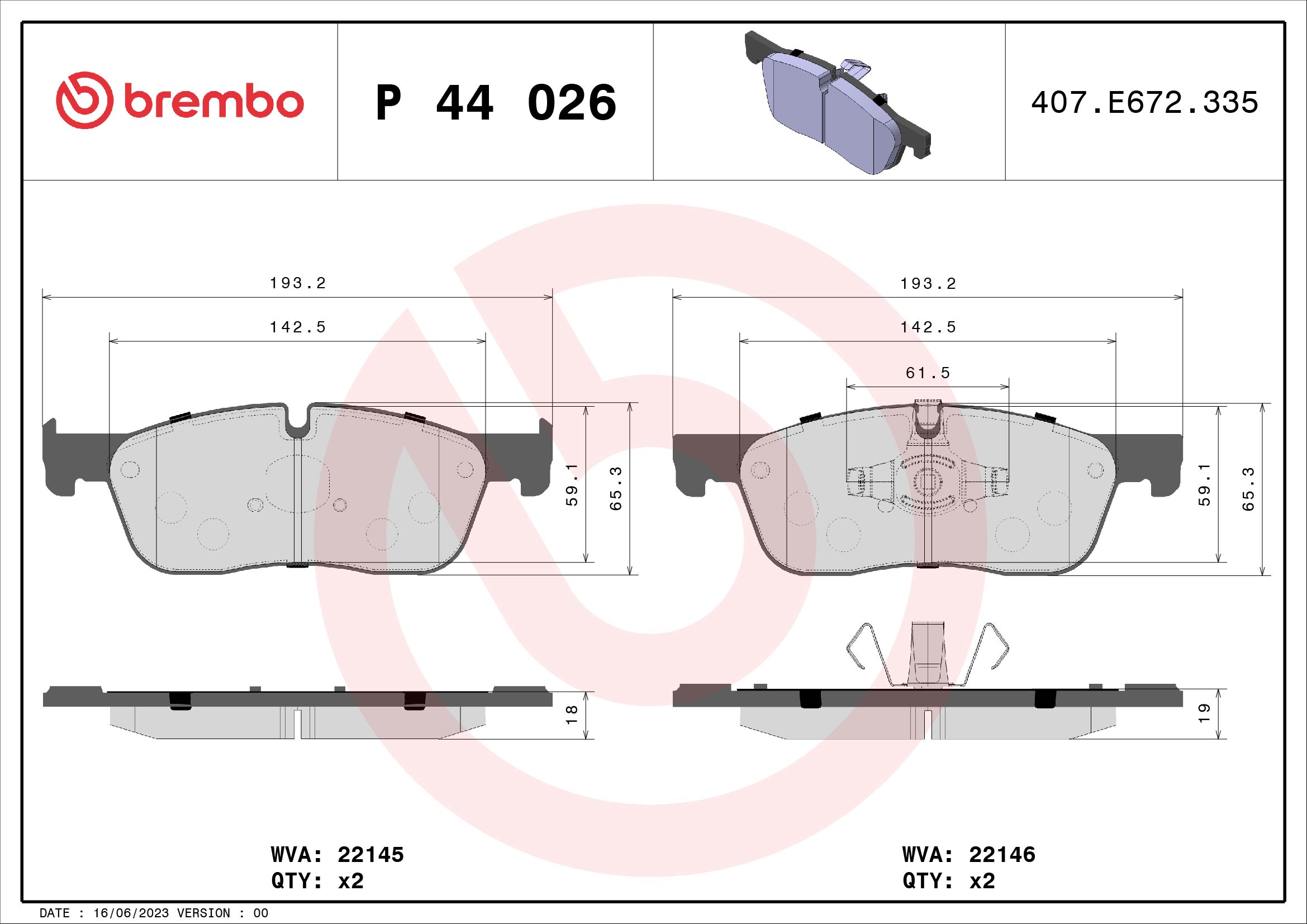Placute frana BREMBO P 44 026