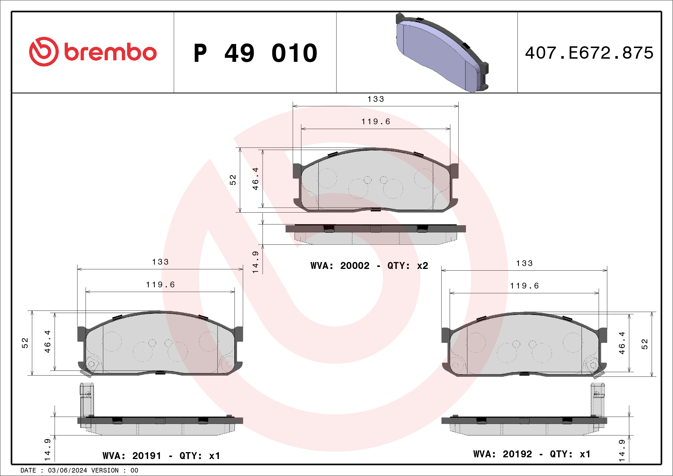 Placute frana BREMBO P 49 010
