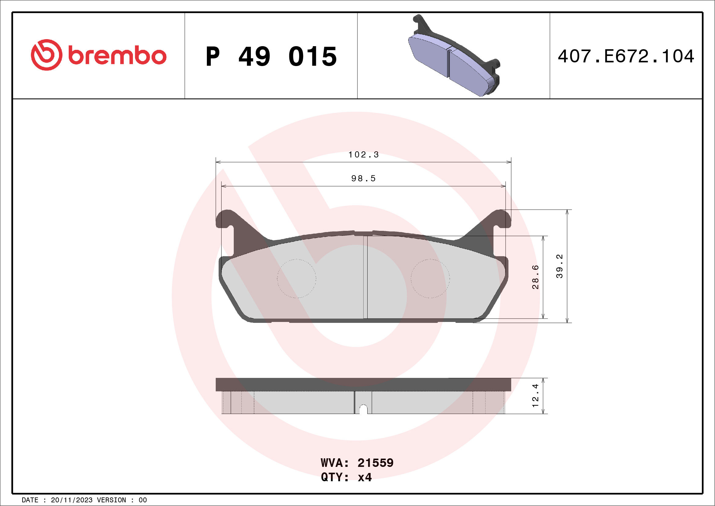 Placute frana BREMBO P 49 015