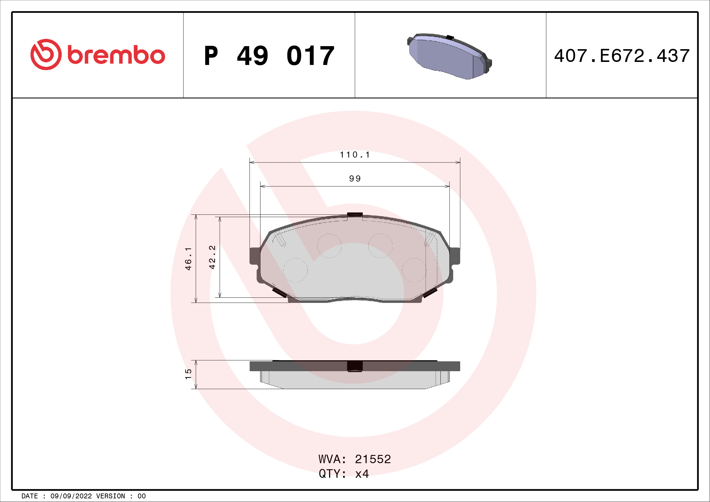 Placute frana BREMBO P 49 017