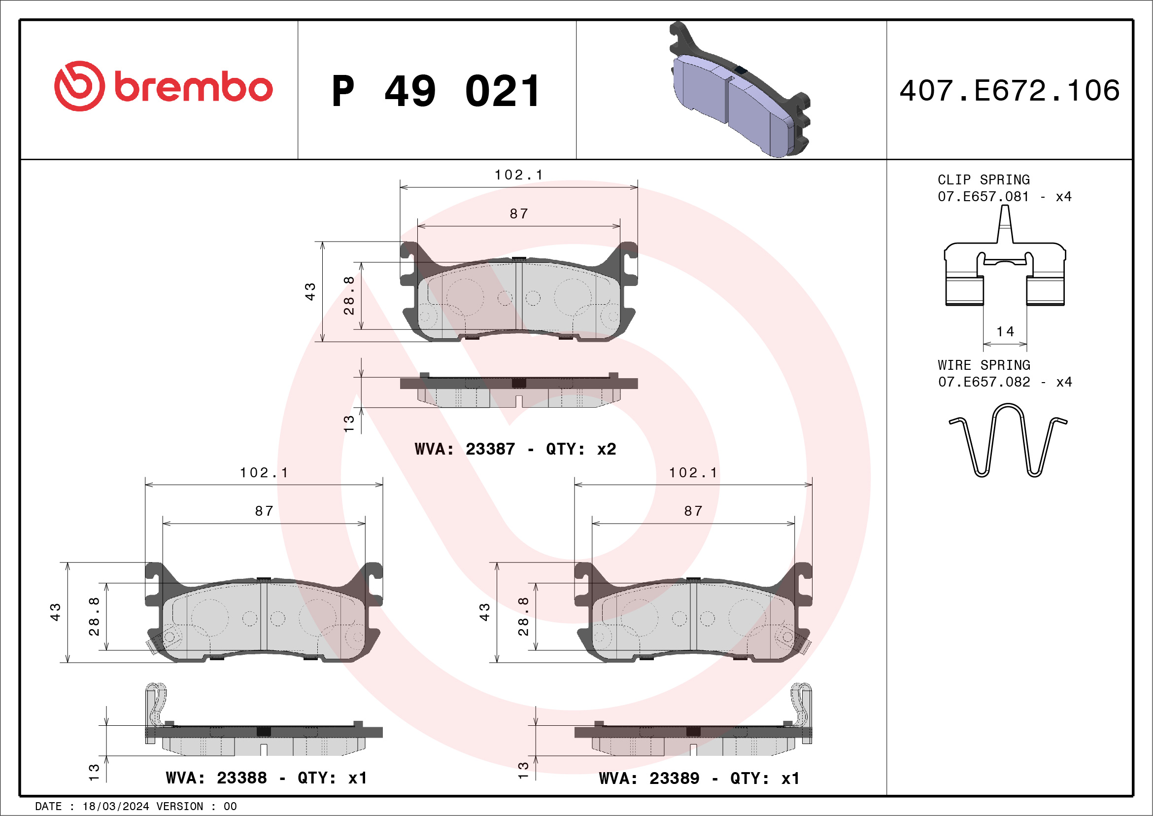 Placute frana BREMBO P 49 021