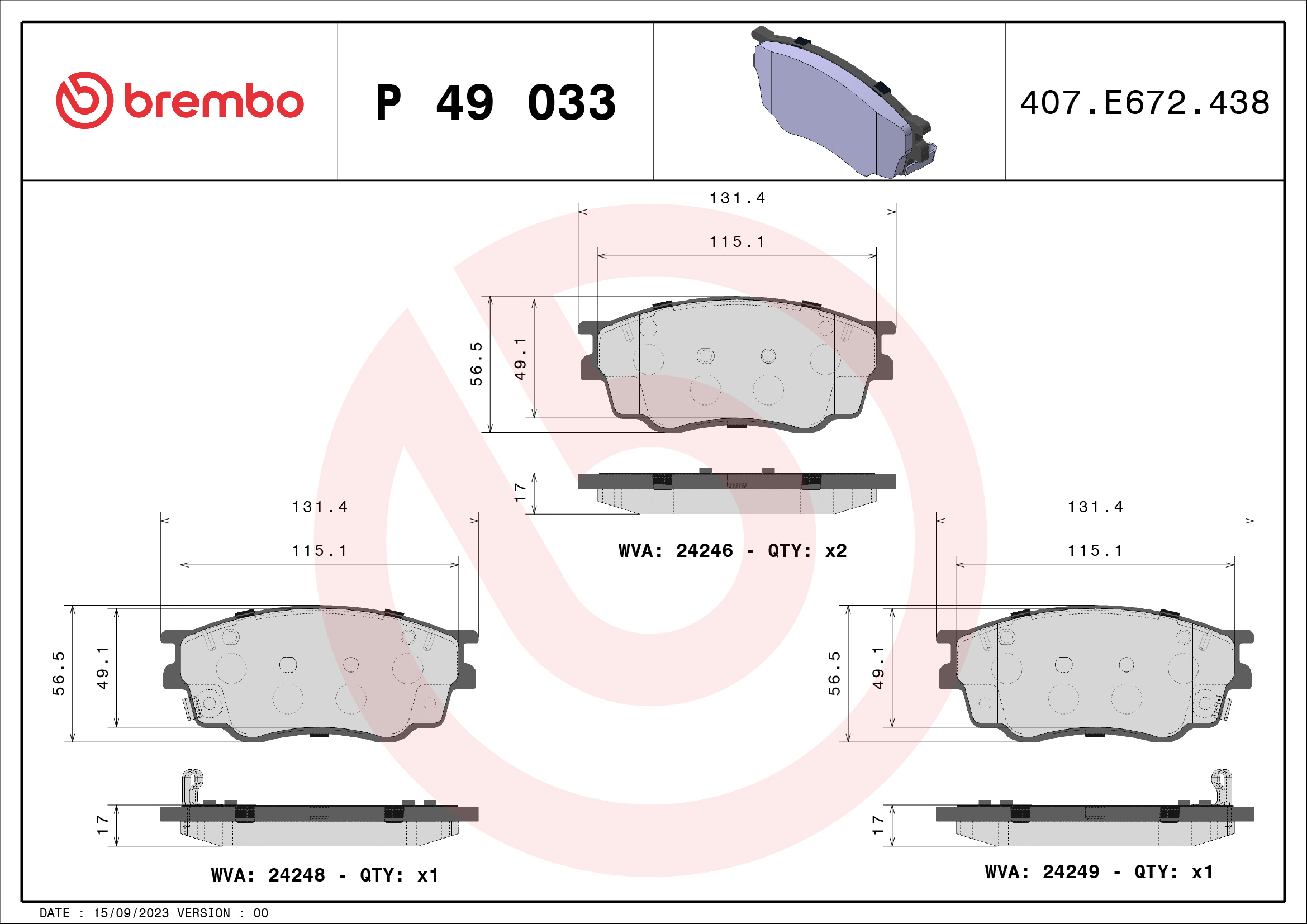Placute frana BREMBO P 49 033