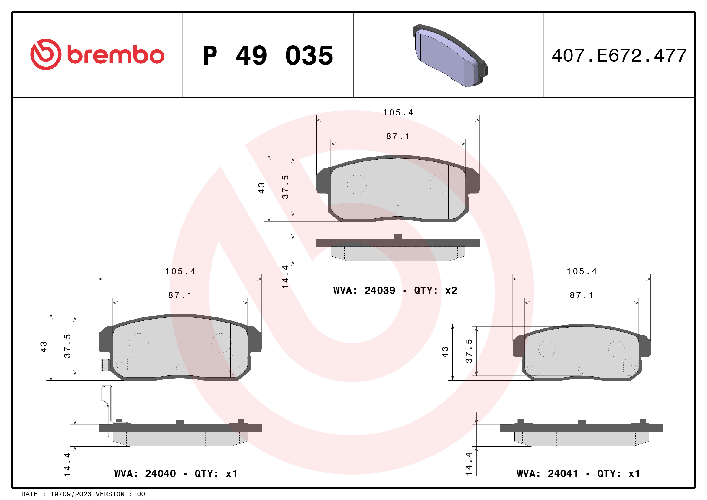Placute frana BREMBO P 49 035
