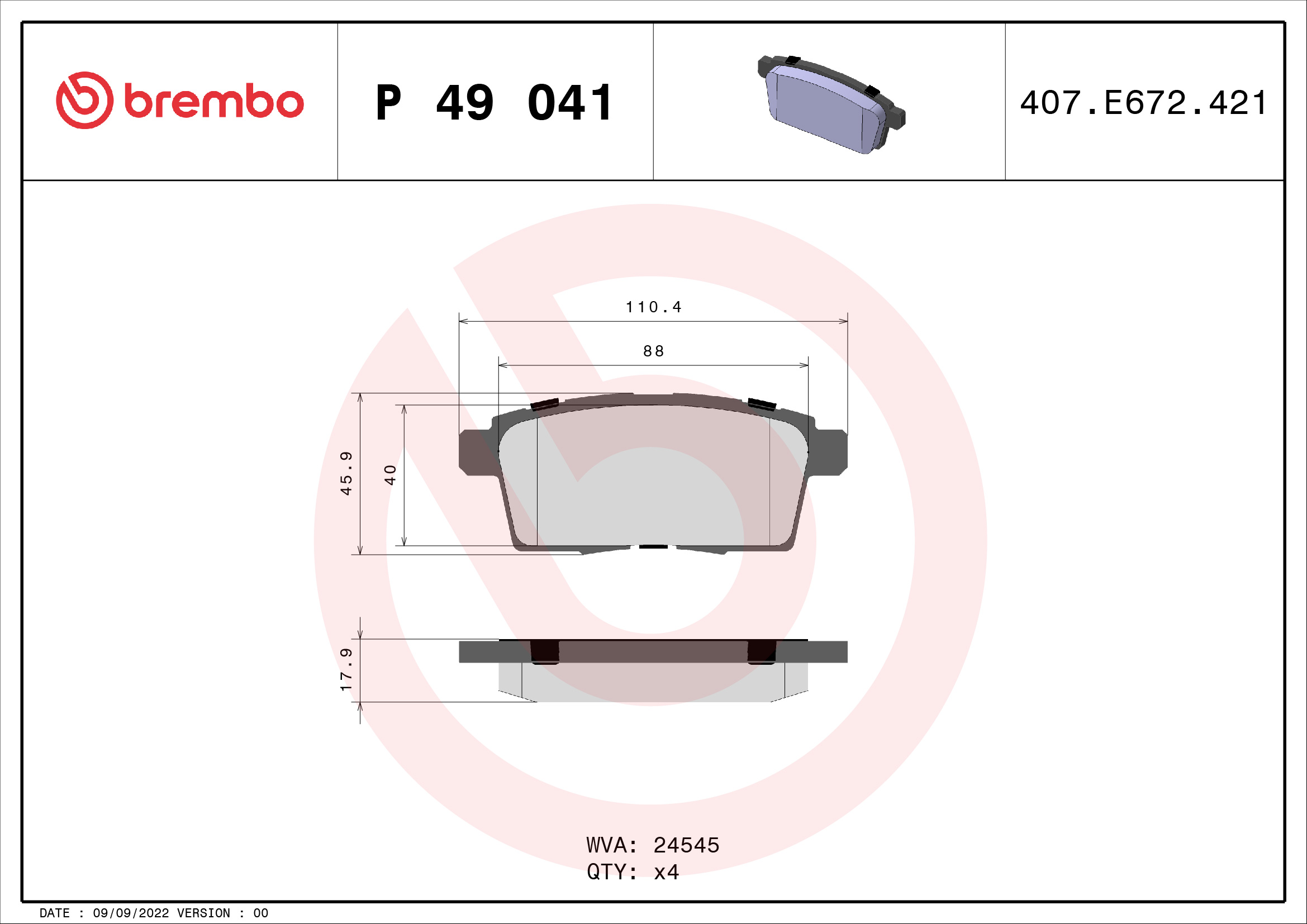 Placute frana BREMBO P 49 041