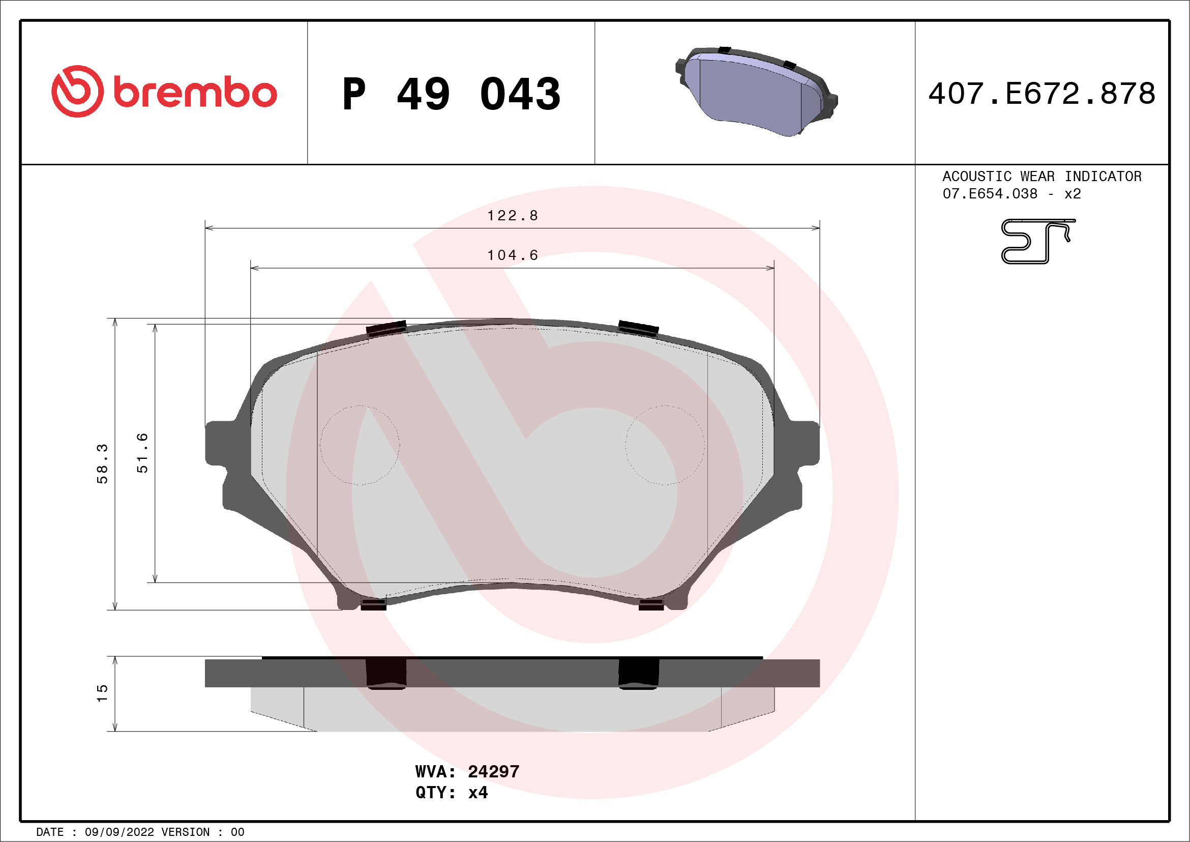 Placute frana BREMBO P 49 043