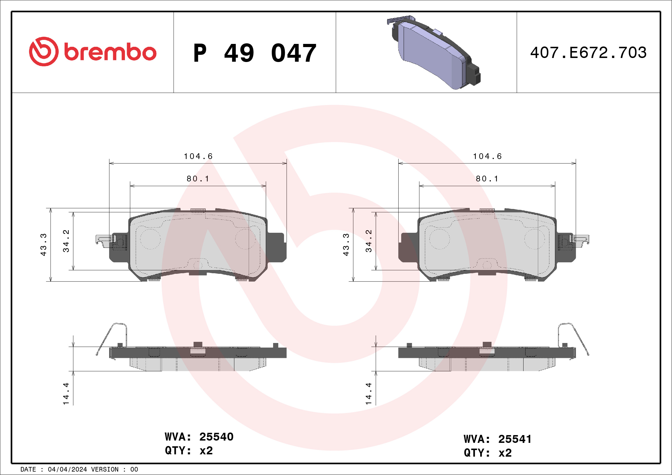 Placute frana BREMBO P 49 047