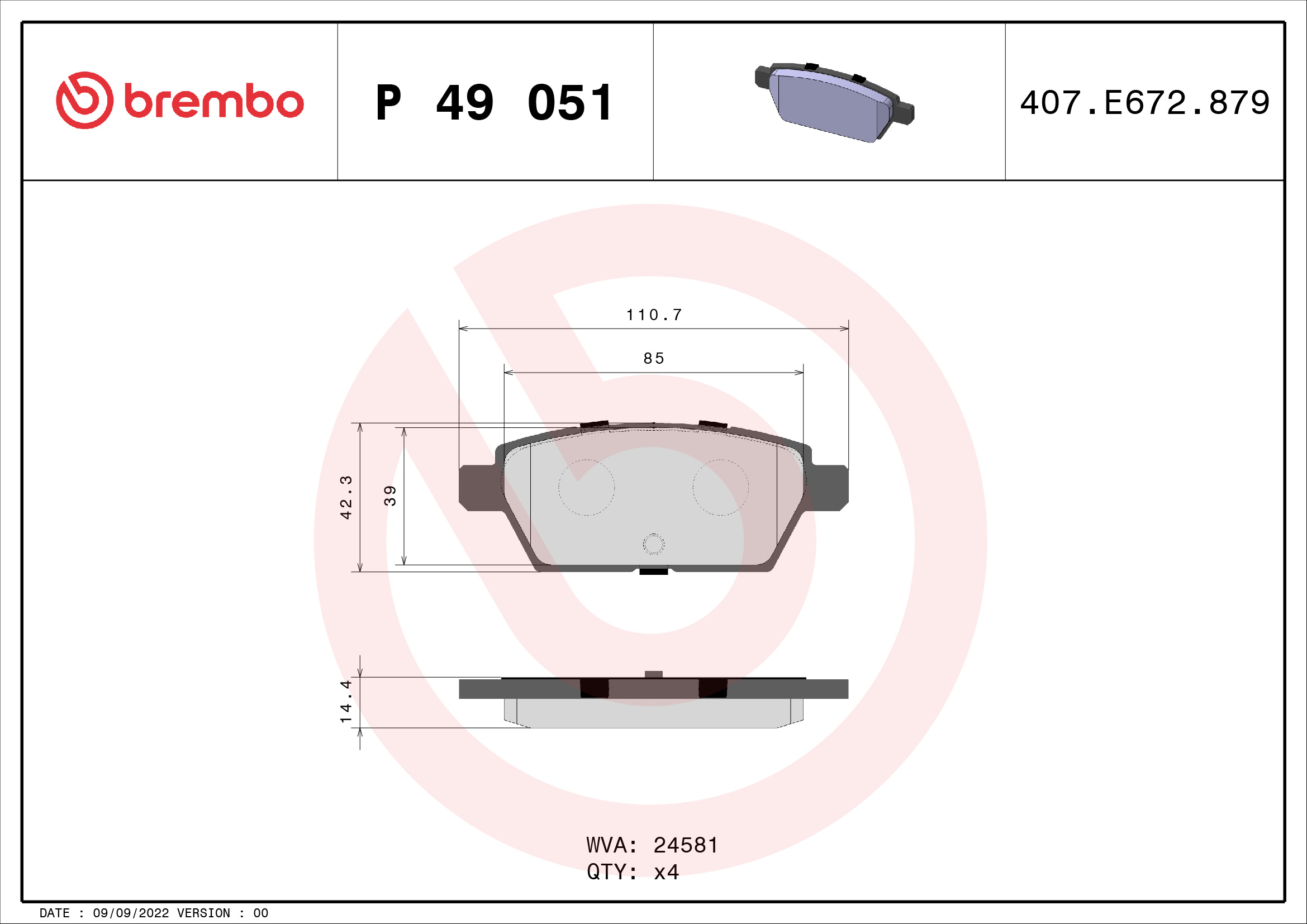 Placute frana BREMBO P 49 051