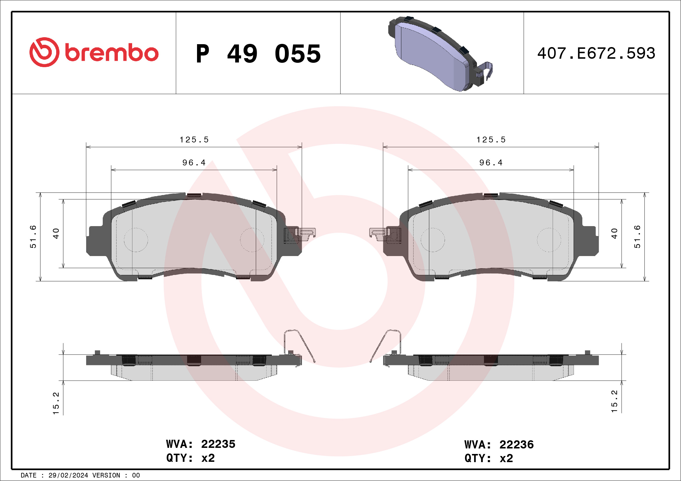 Placute frana BREMBO P 49 055