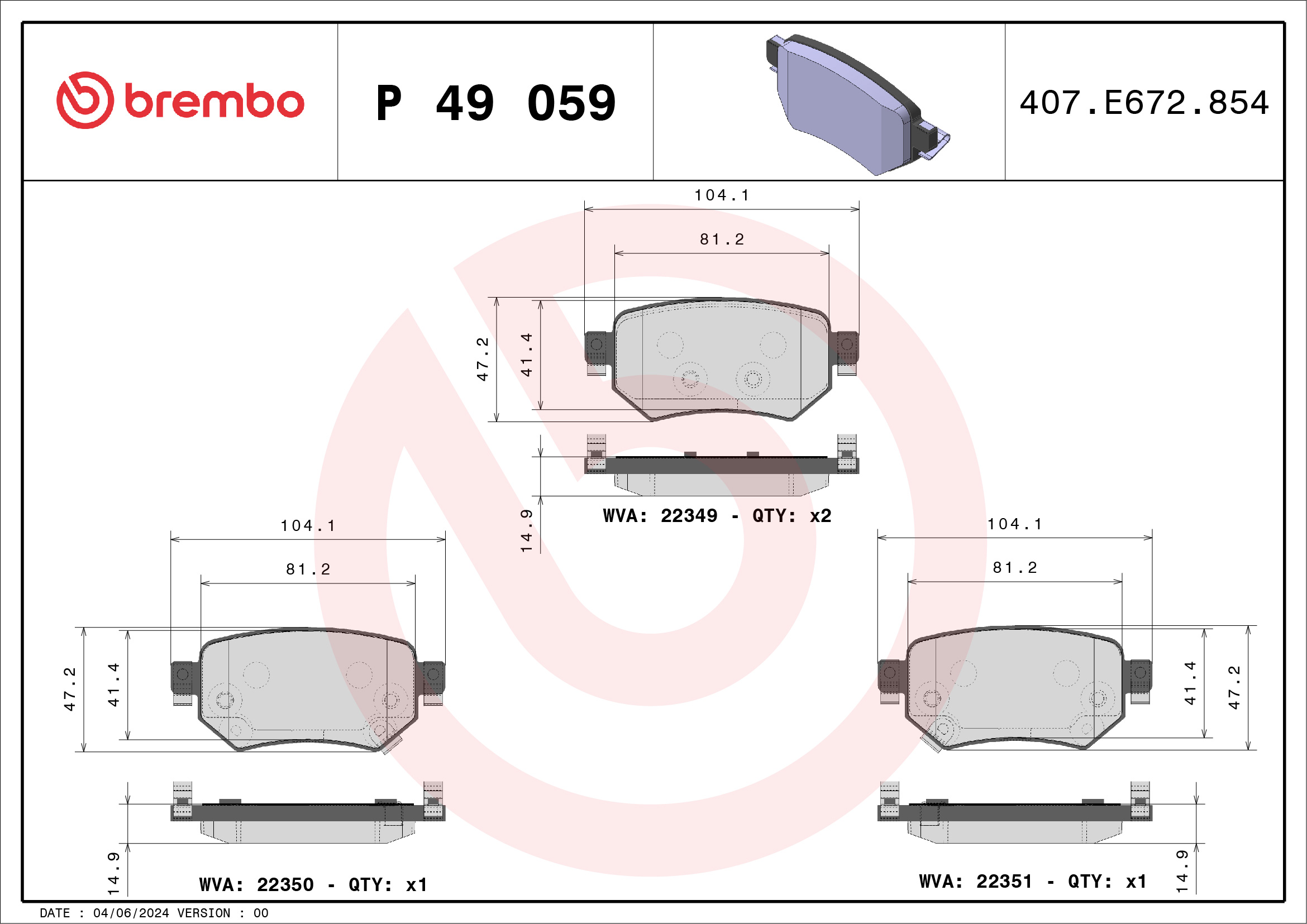 Placute frana BREMBO P 49 059
