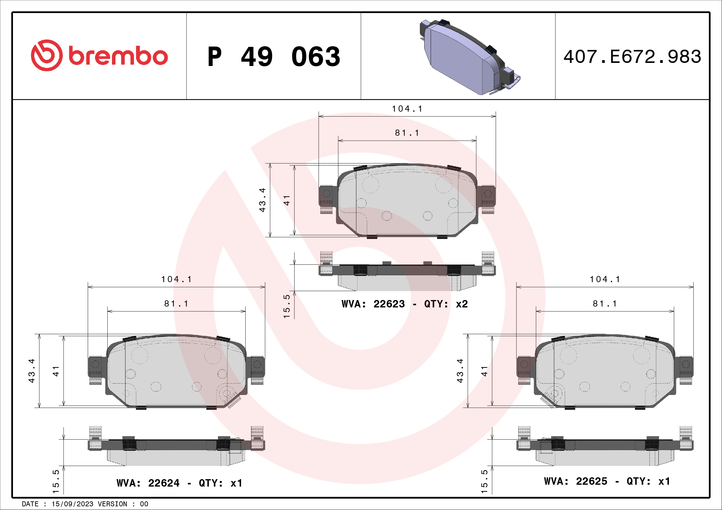 Placute frana BREMBO P 49 063