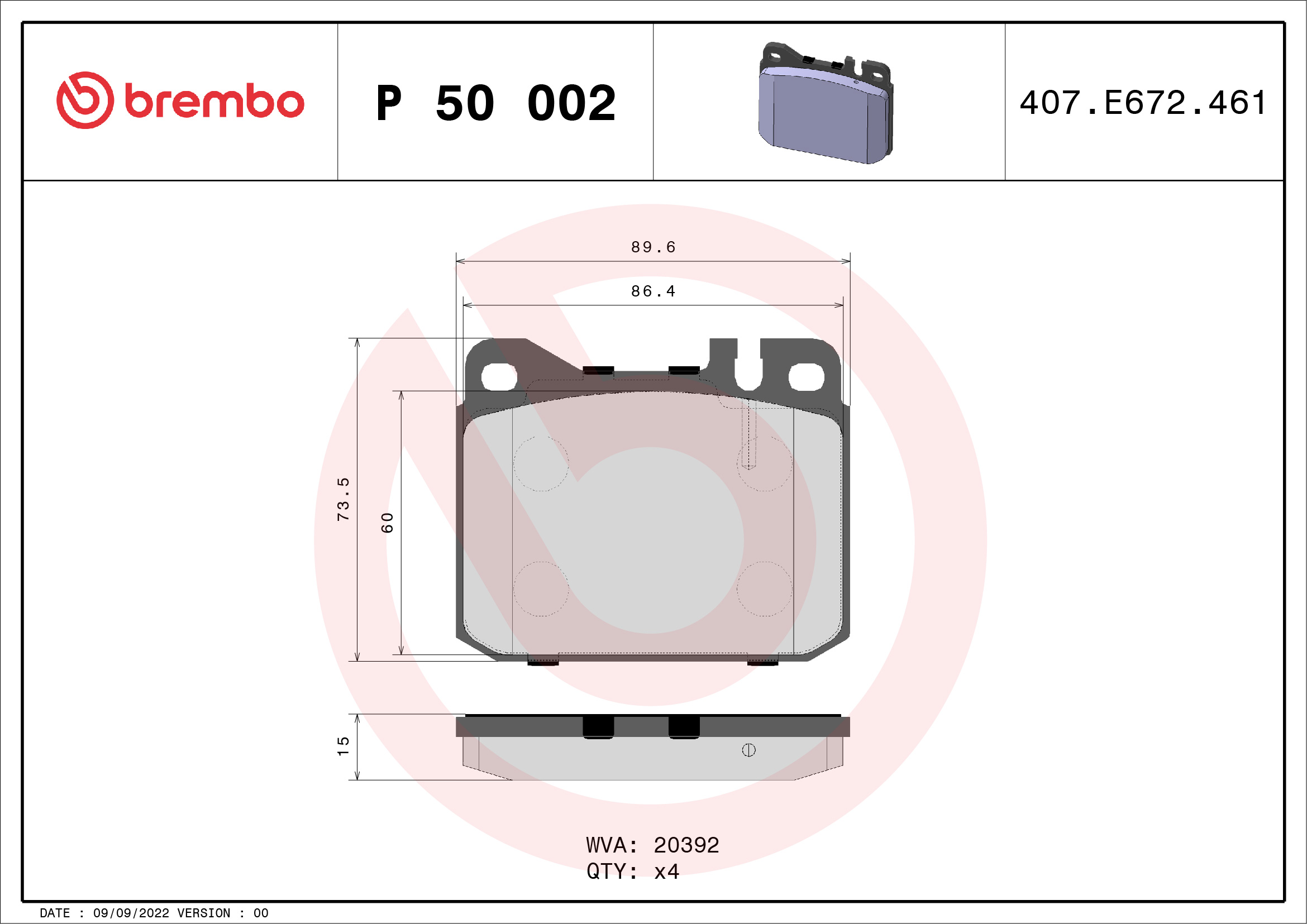 Placute frana BREMBO P 50 002