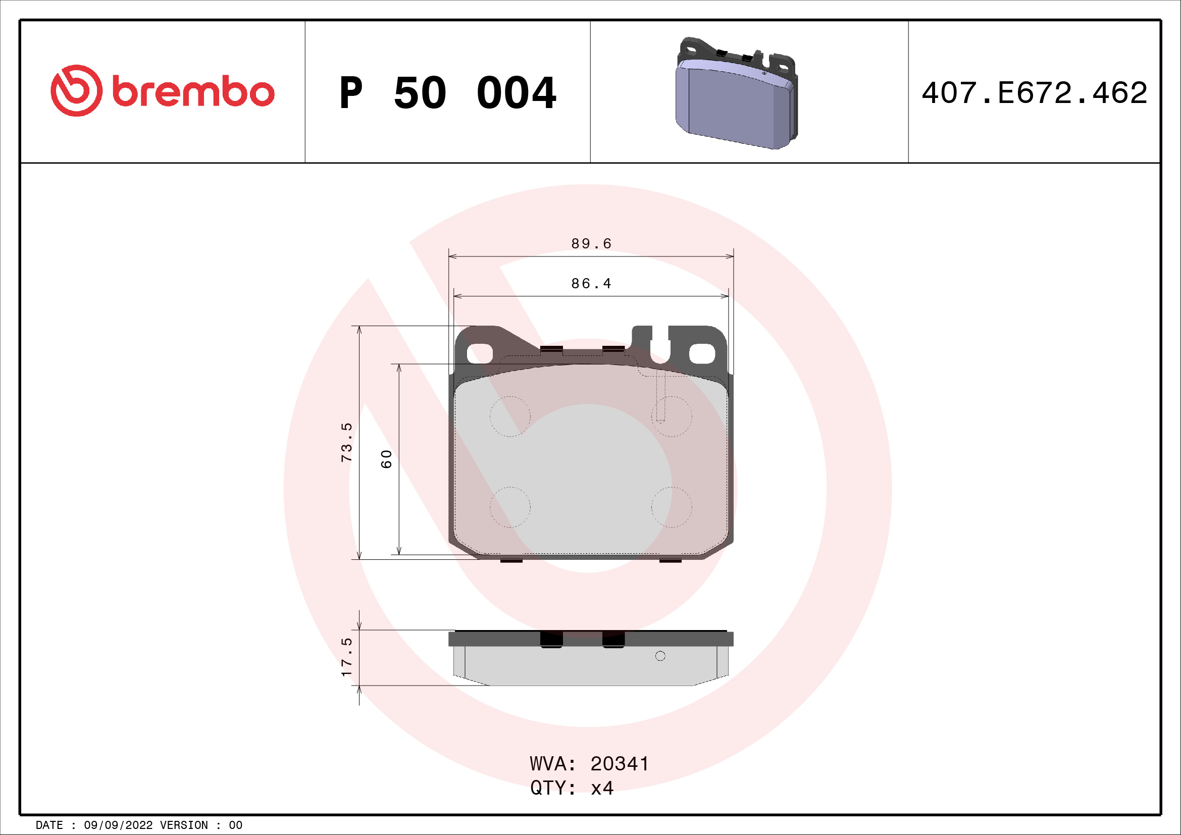 Placute frana BREMBO P 50 004
