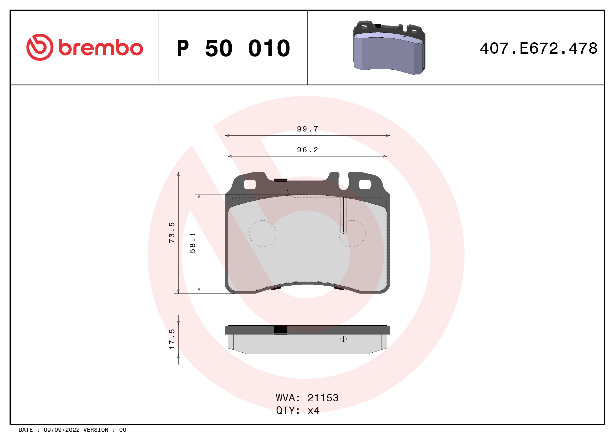 Placute frana BREMBO P 50 010