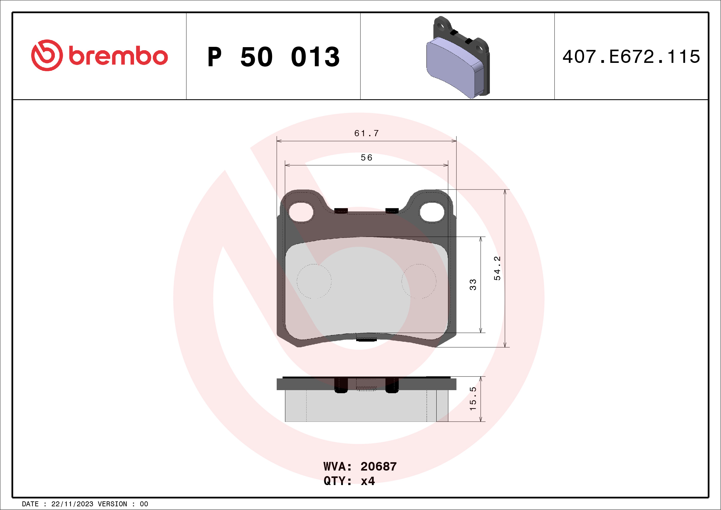 Placute frana BREMBO P 50 013