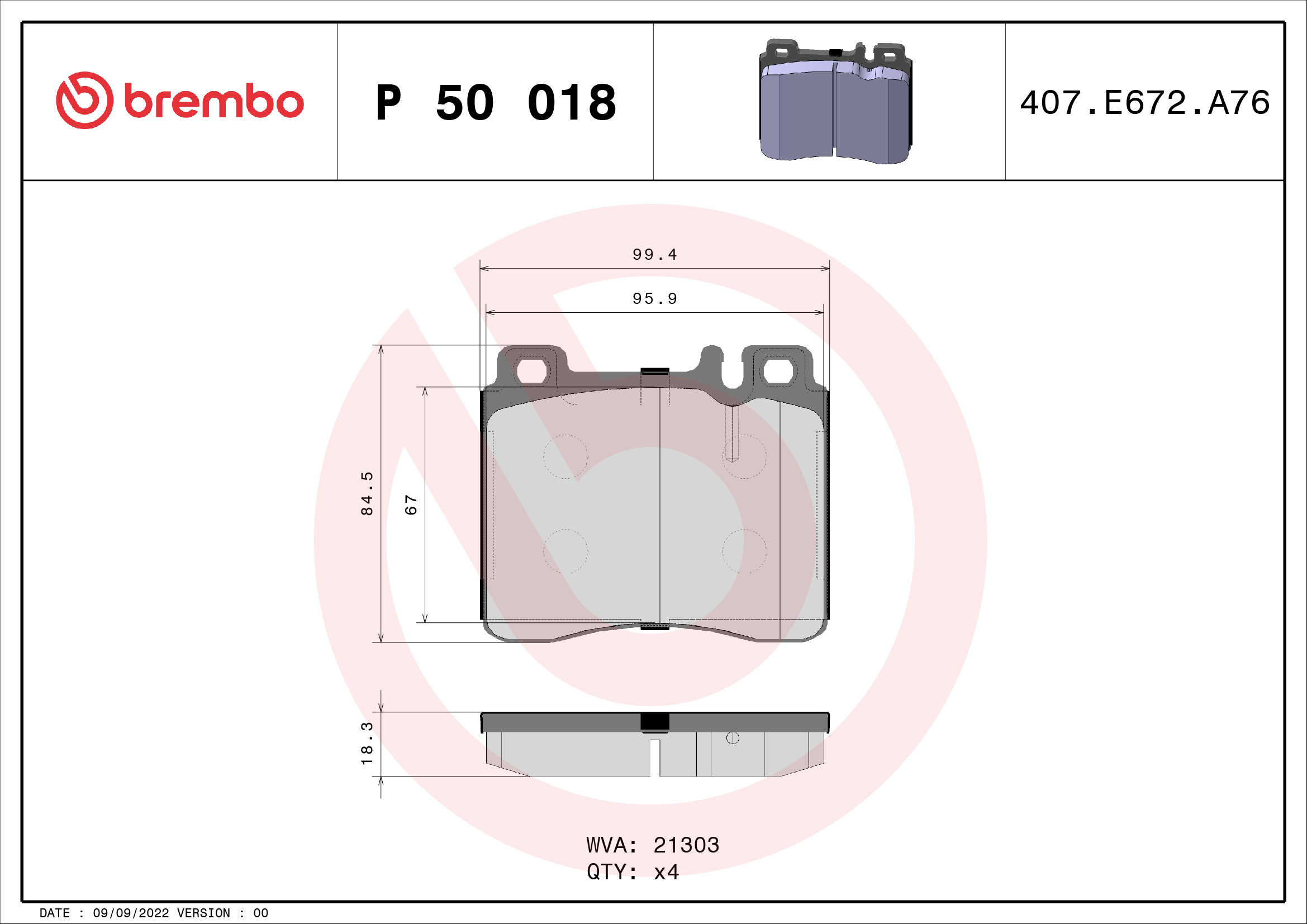 Placute frana BREMBO P 50 018
