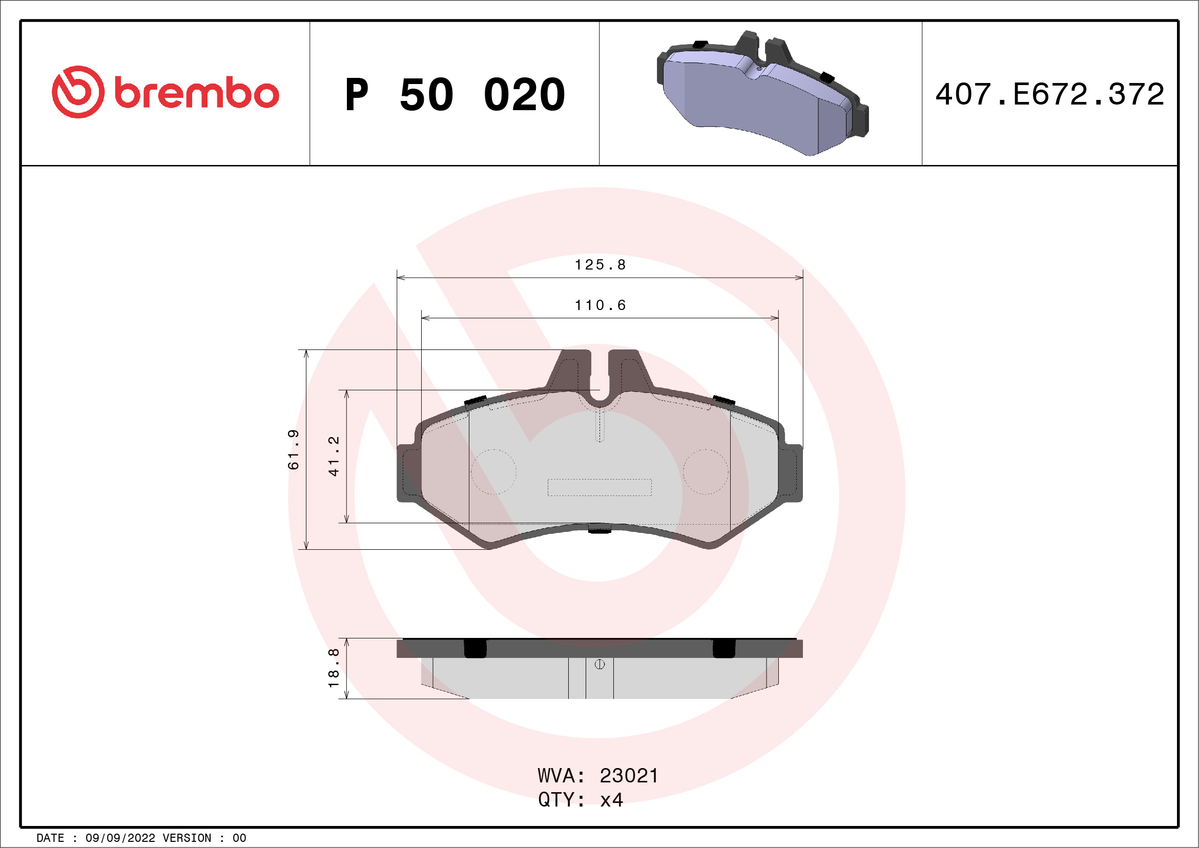 Placute frana BREMBO P 50 020
