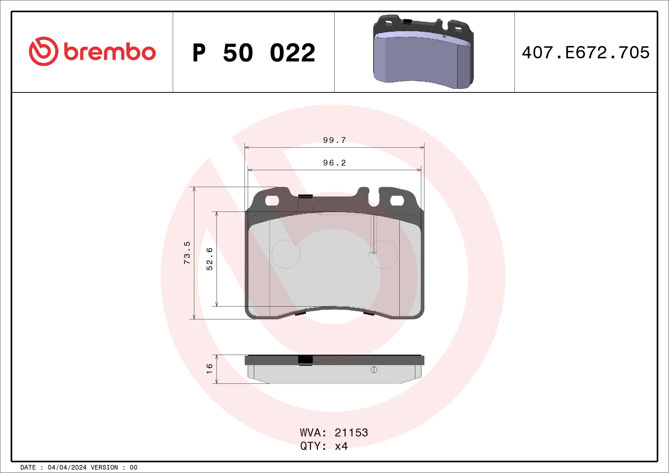 Placute frana BREMBO P 50 022