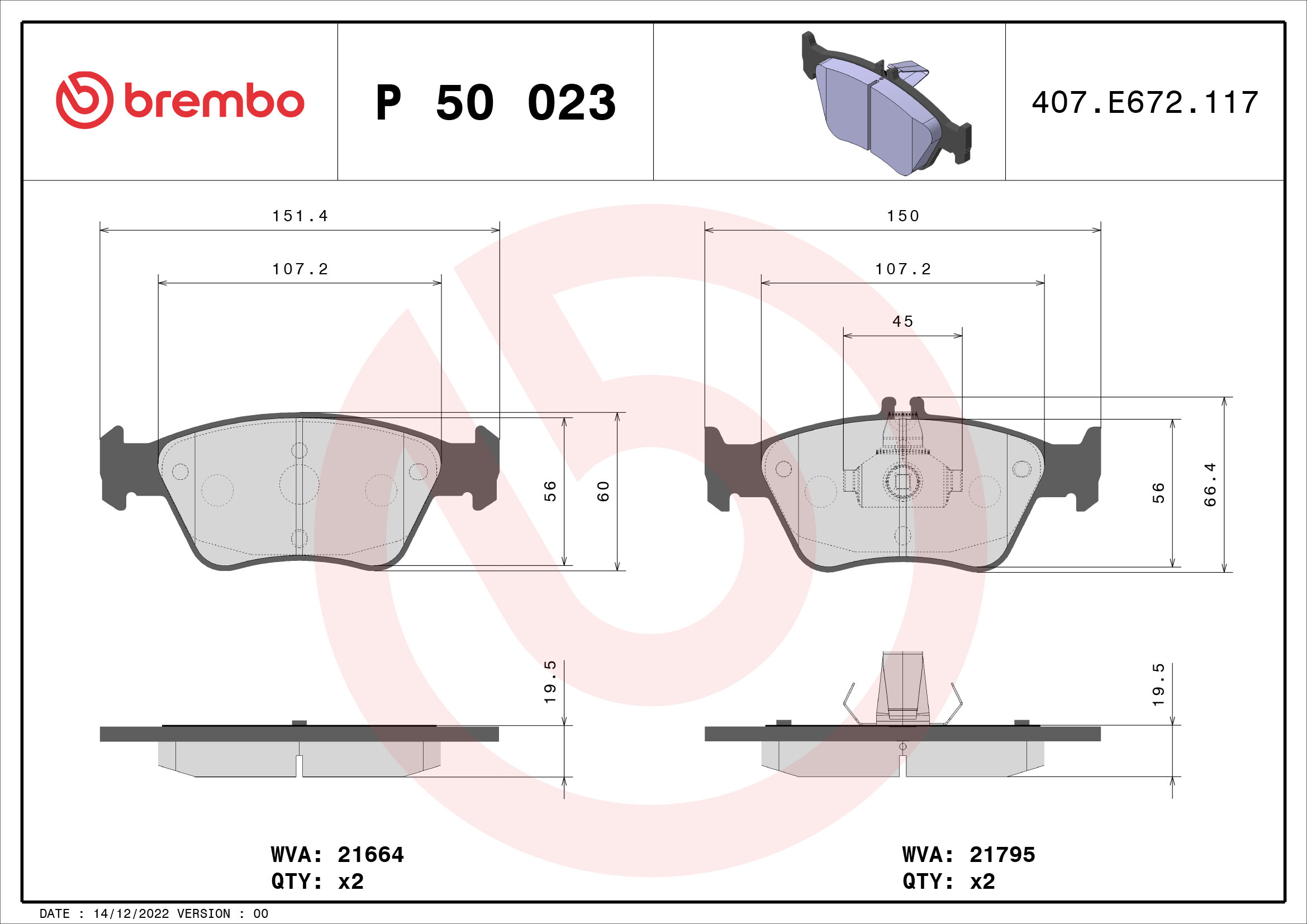 Placute frana BREMBO P 50 023