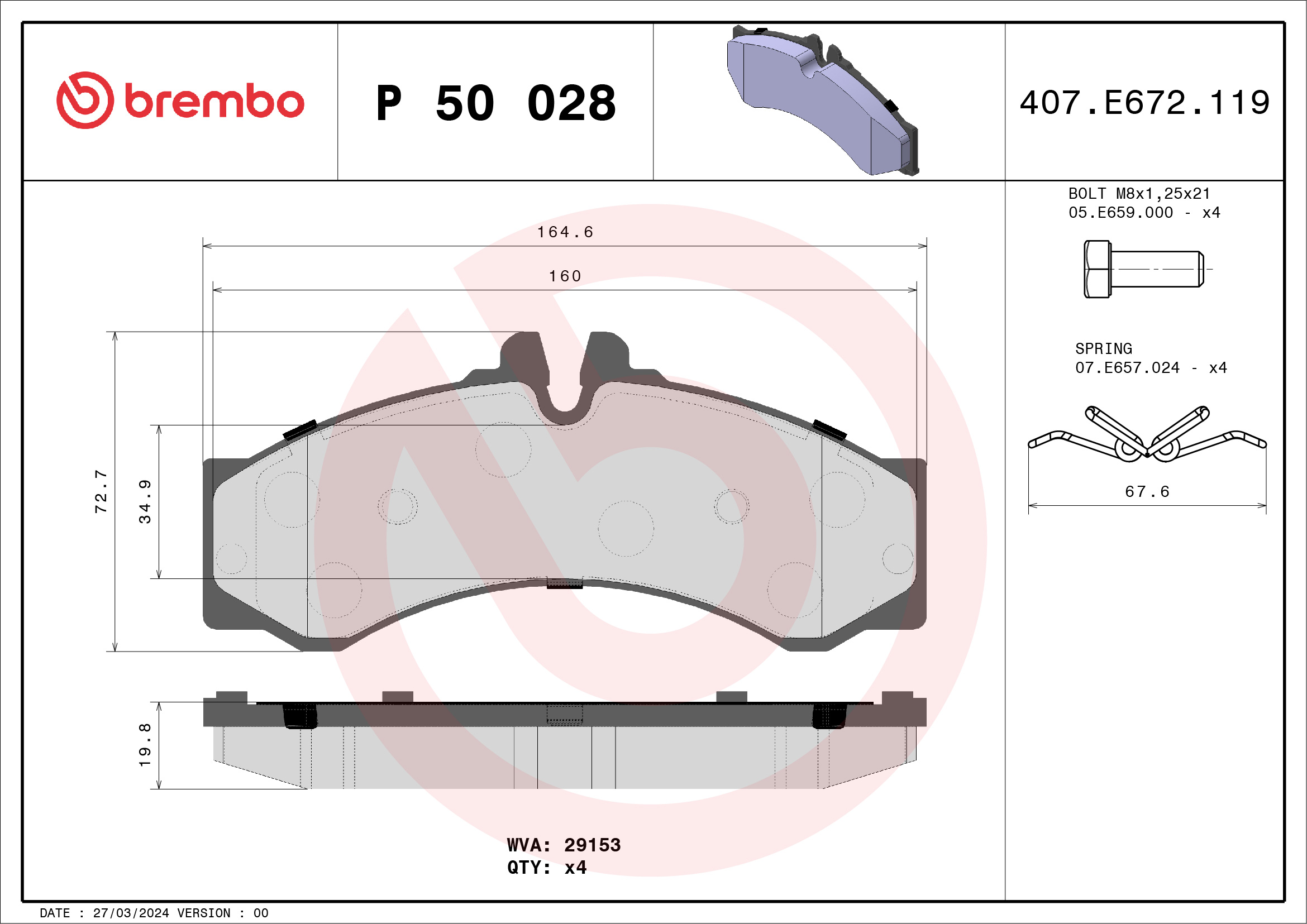 Placute frana BREMBO P 50 028