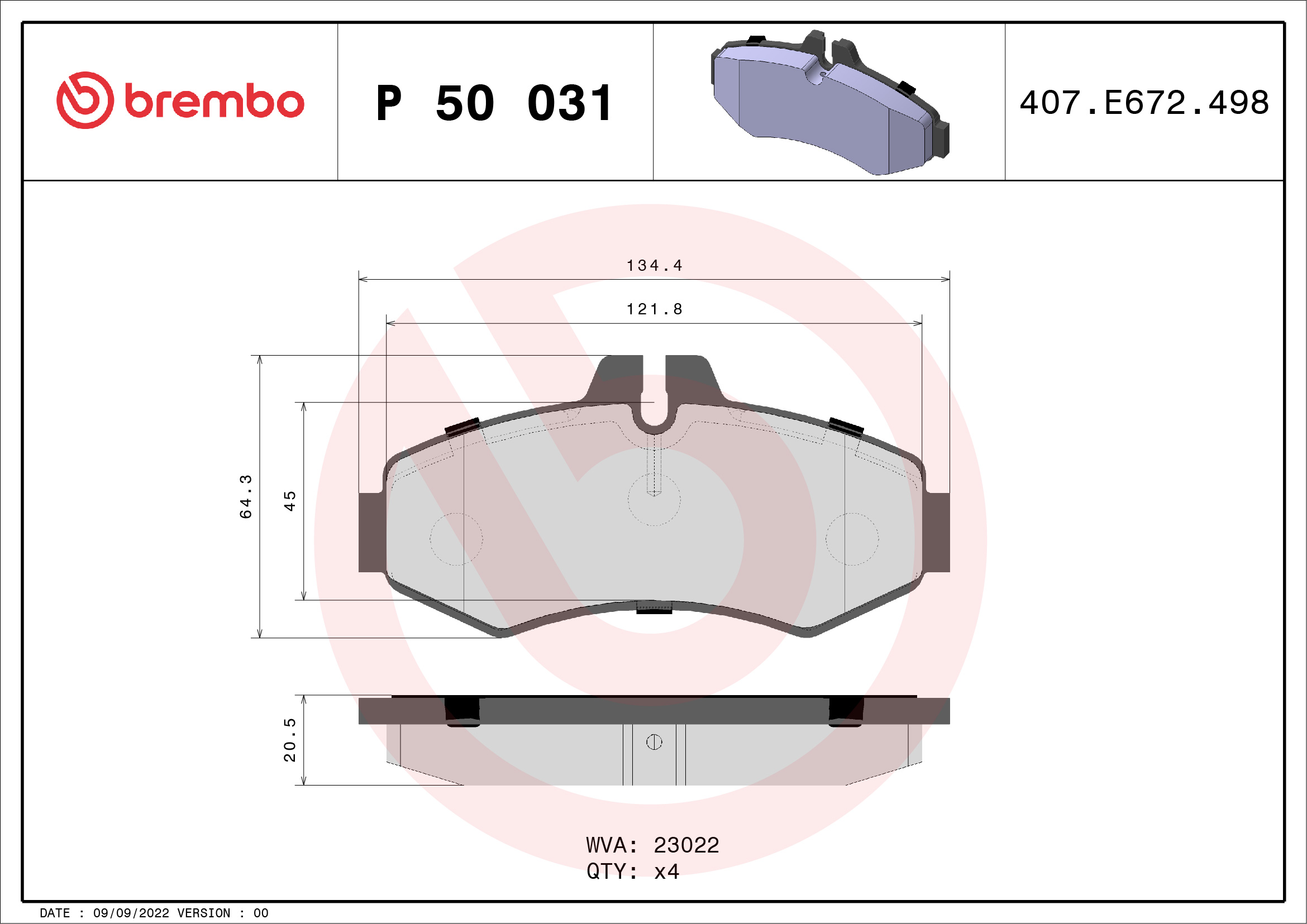 Placute frana BREMBO P 50 031