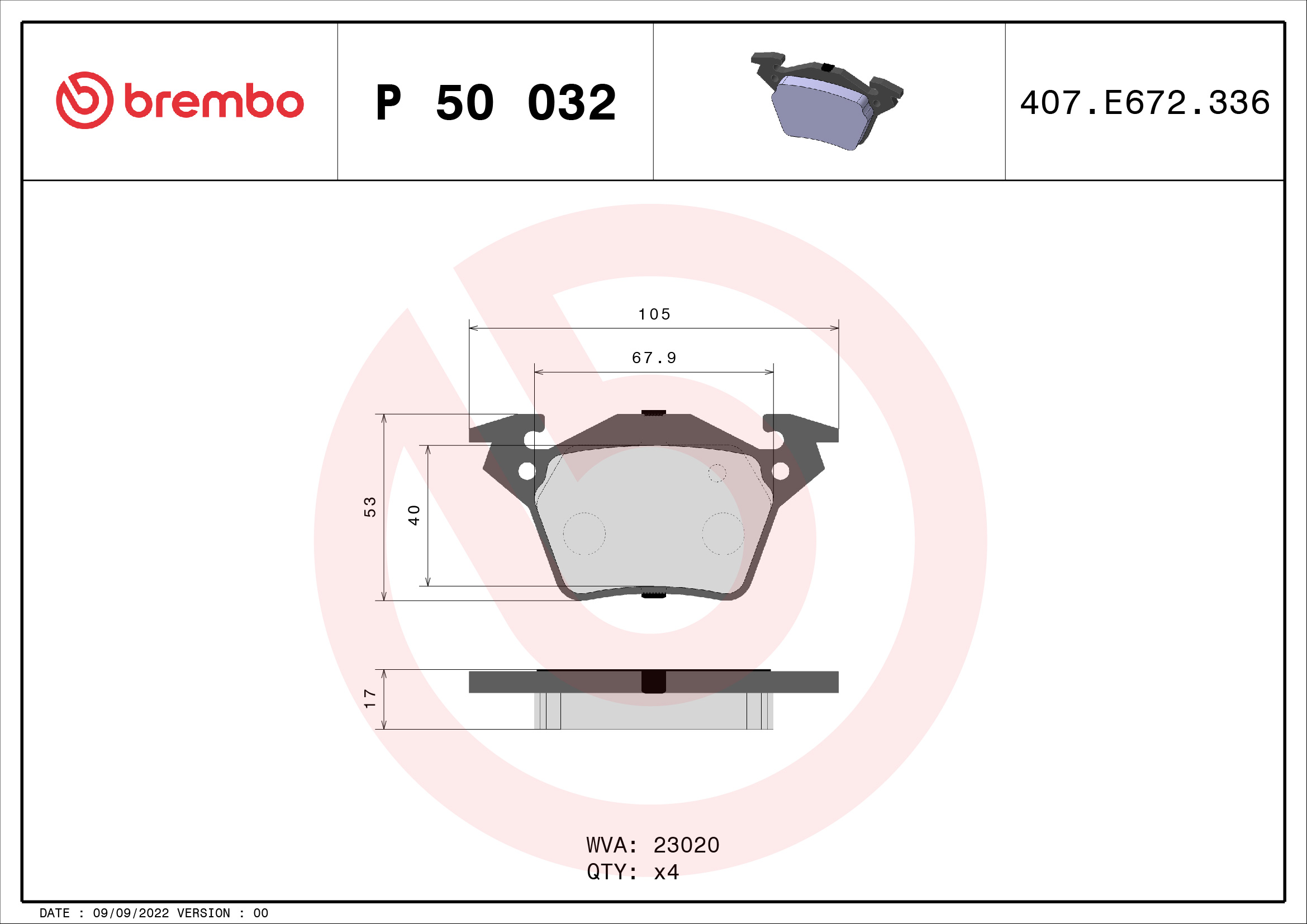 Placute frana BREMBO P 50 032