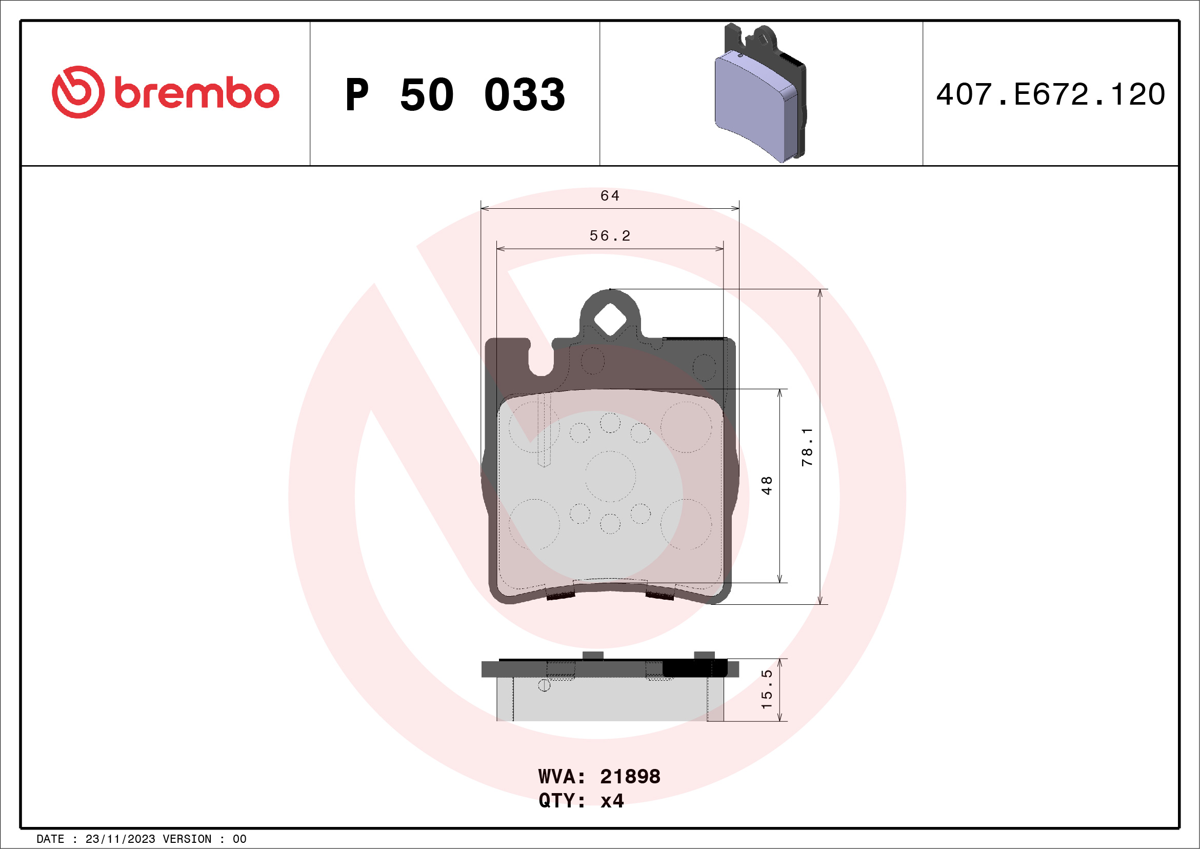 Placute frana BREMBO P 50 033